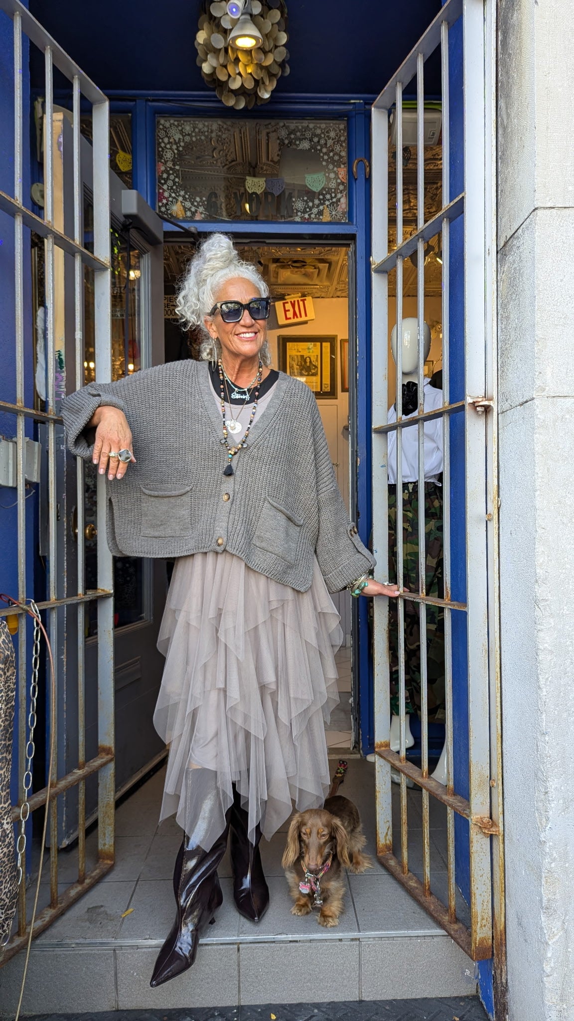 Tank Dress with Tulle Skirt -TAUPE