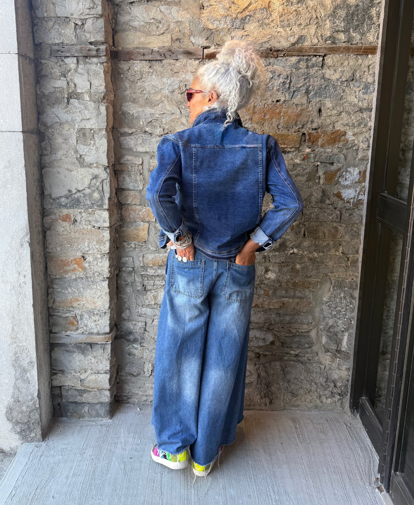 Dark Denim Jean Jacket with Stretch