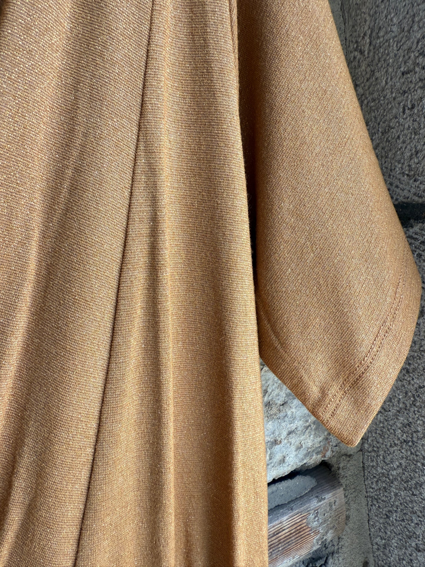 V neck Short Sleeve Wide Leg Jumpsuit- CAMEL with GOLD flecks