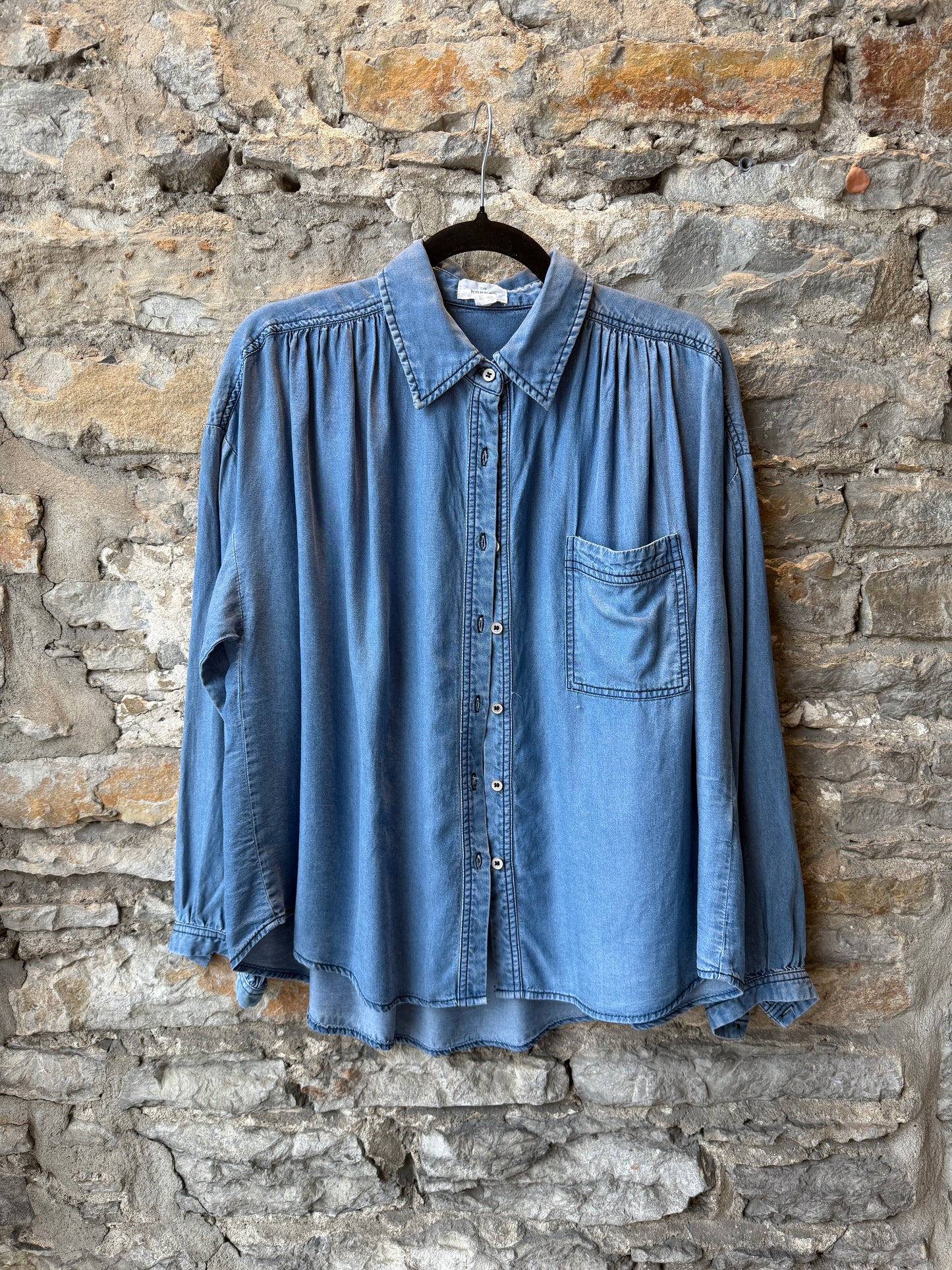 Tencel Lightwash Button Front Jean Shirt - Blue