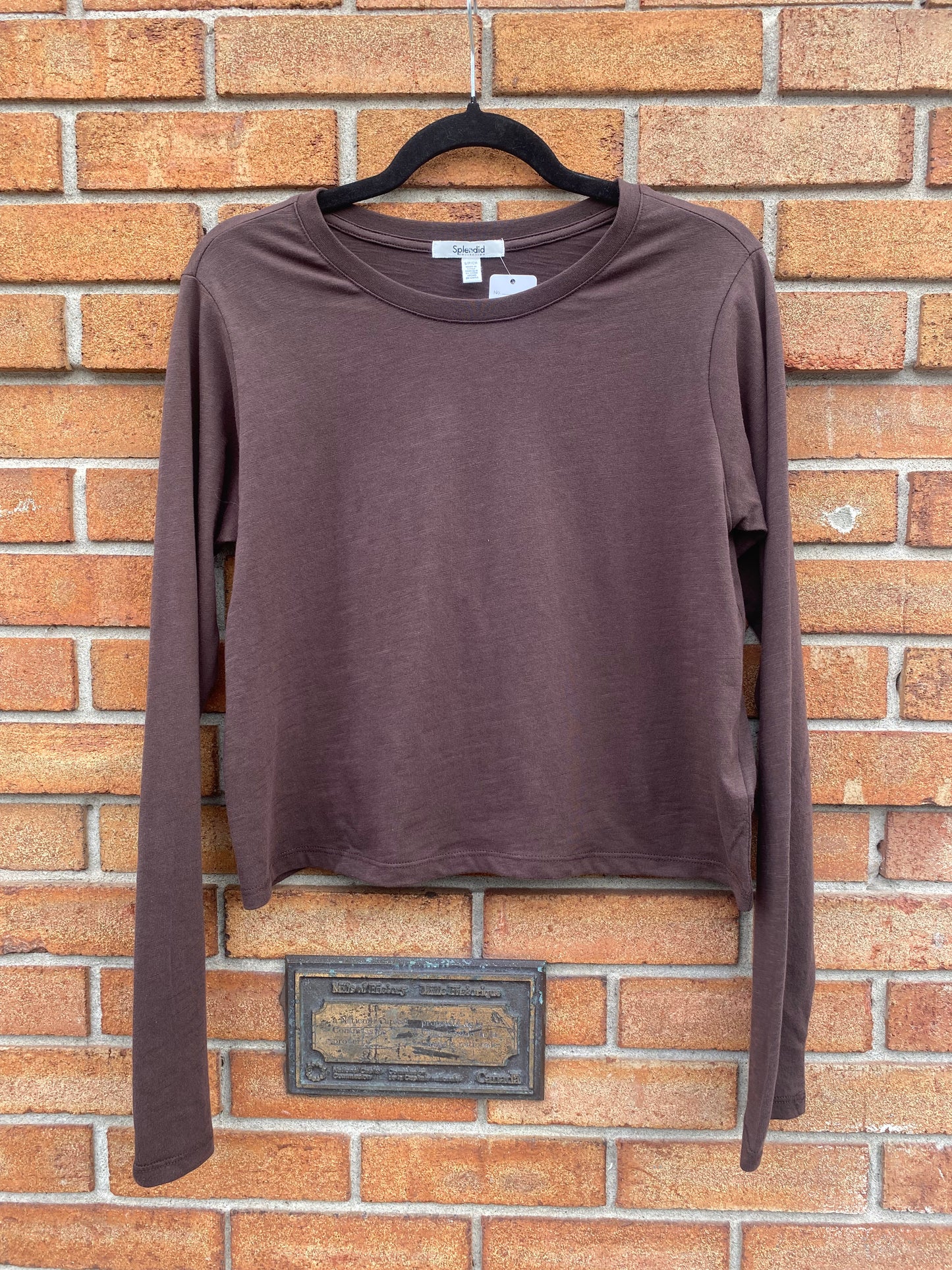 100% Cotton Long Sleeve Top - BROWN
