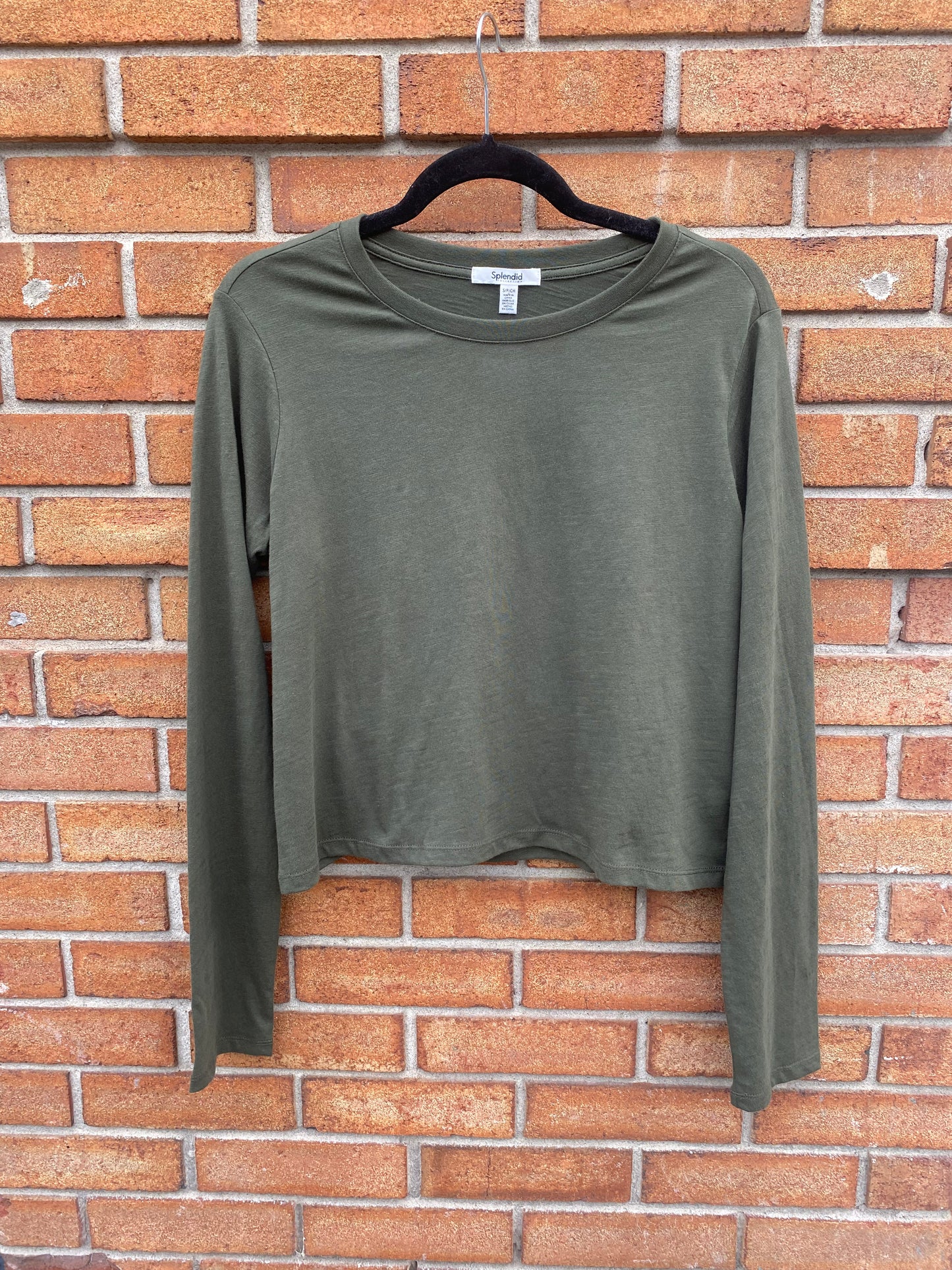 100% Cotton Long Sleeve Top - KHAKI GREEN