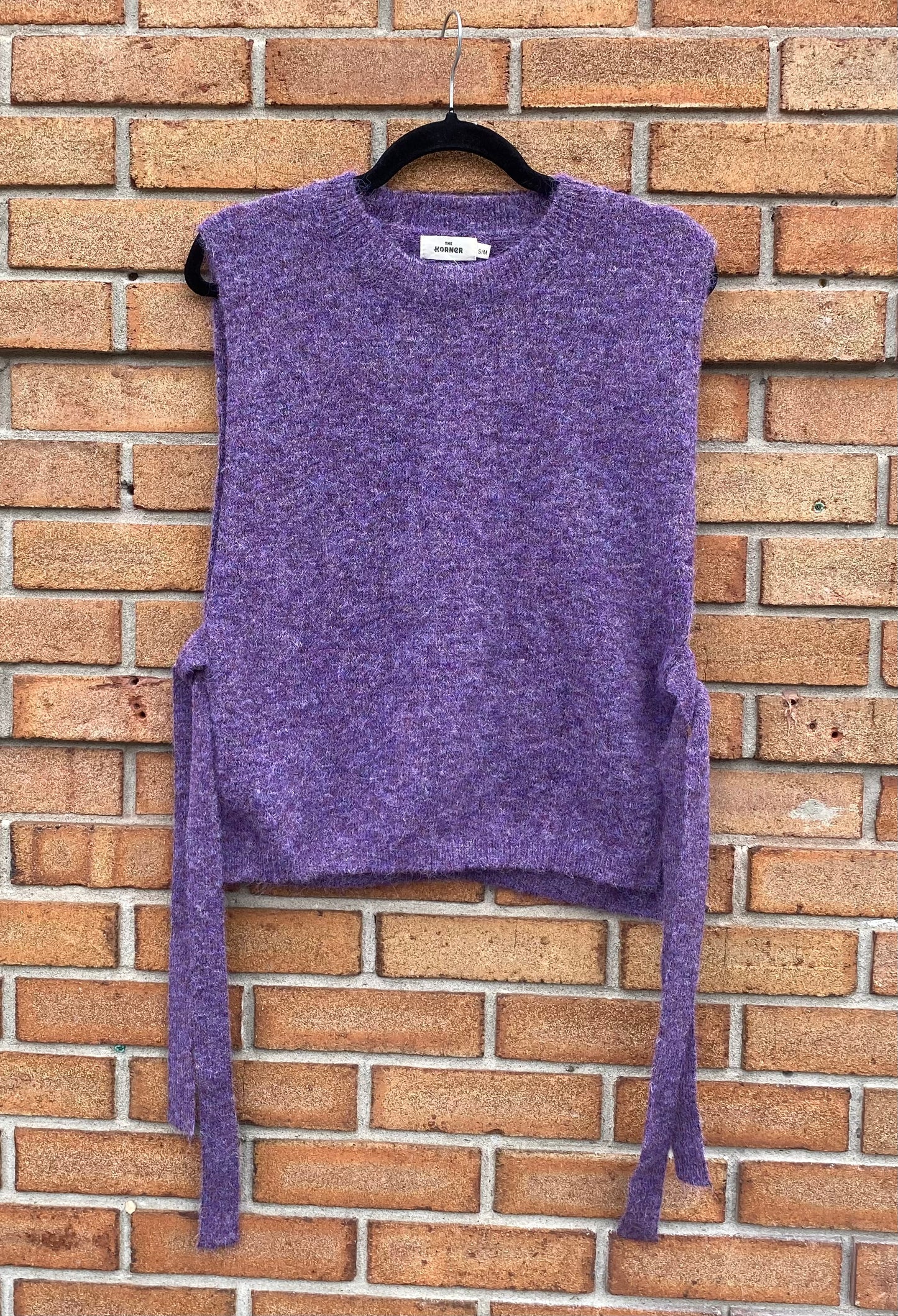 Knit Vest with Side Ties - PURPLE