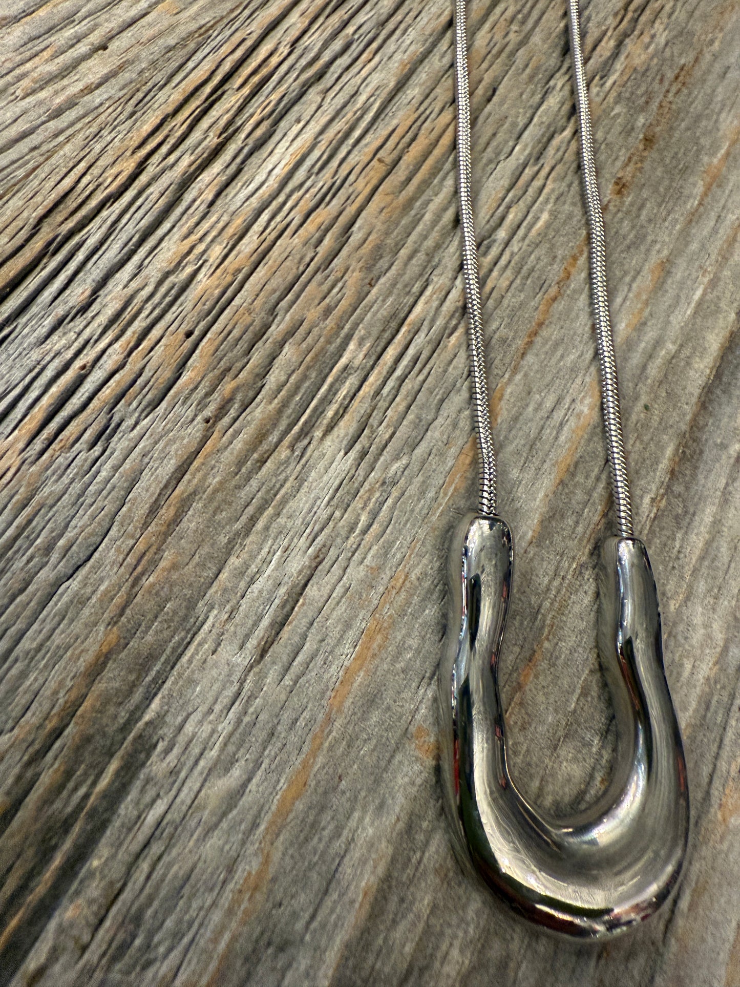 20" Silver snake chain necklace with silver pendant