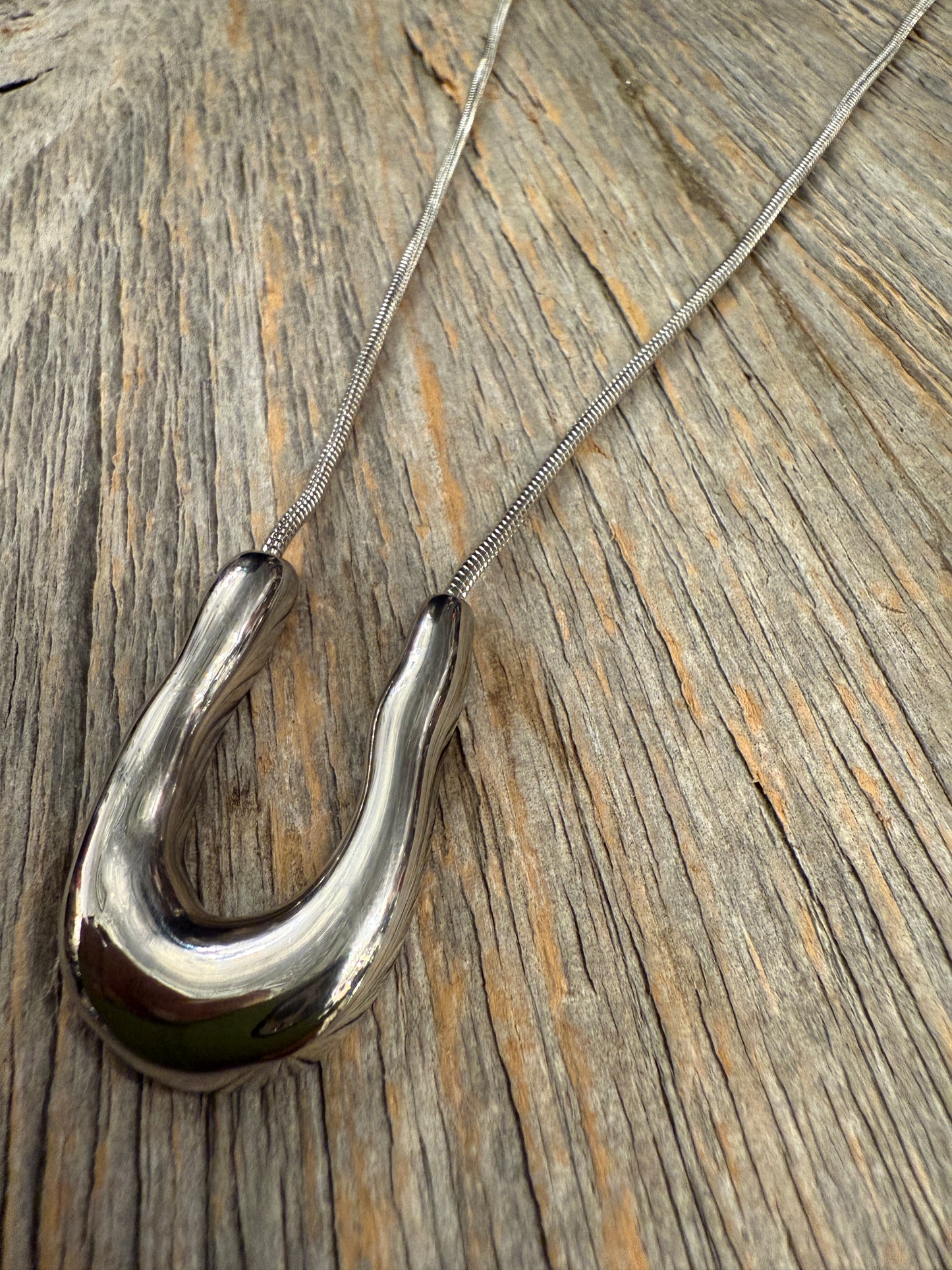 20" Silver snake chain necklace with silver pendant