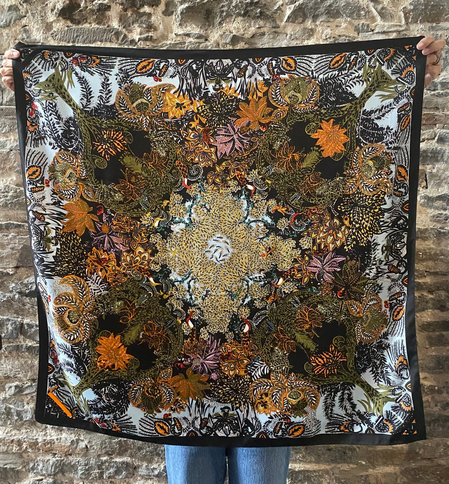 White Lotus Satin Square Scarf