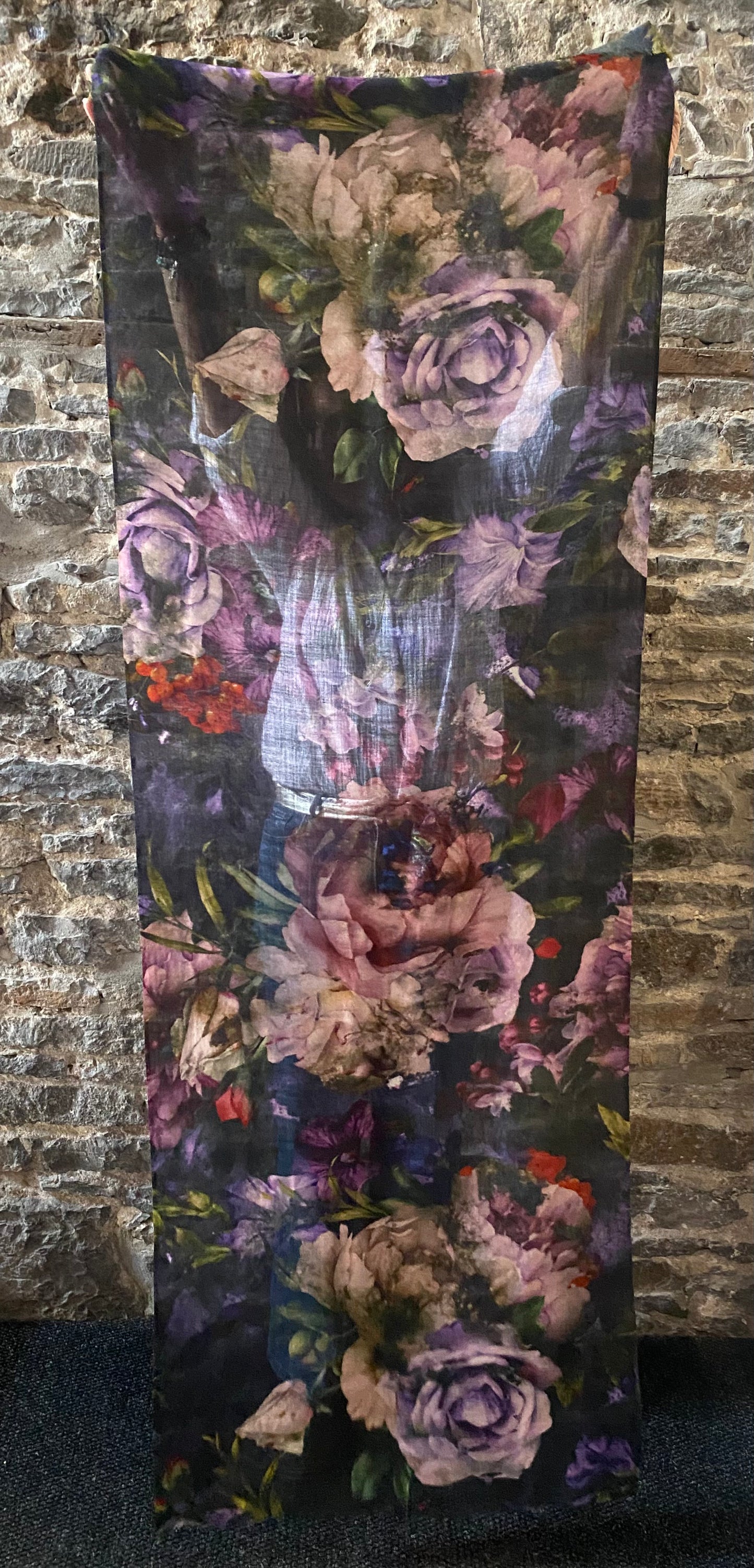 Oblong Wild Flower Printed Scarf