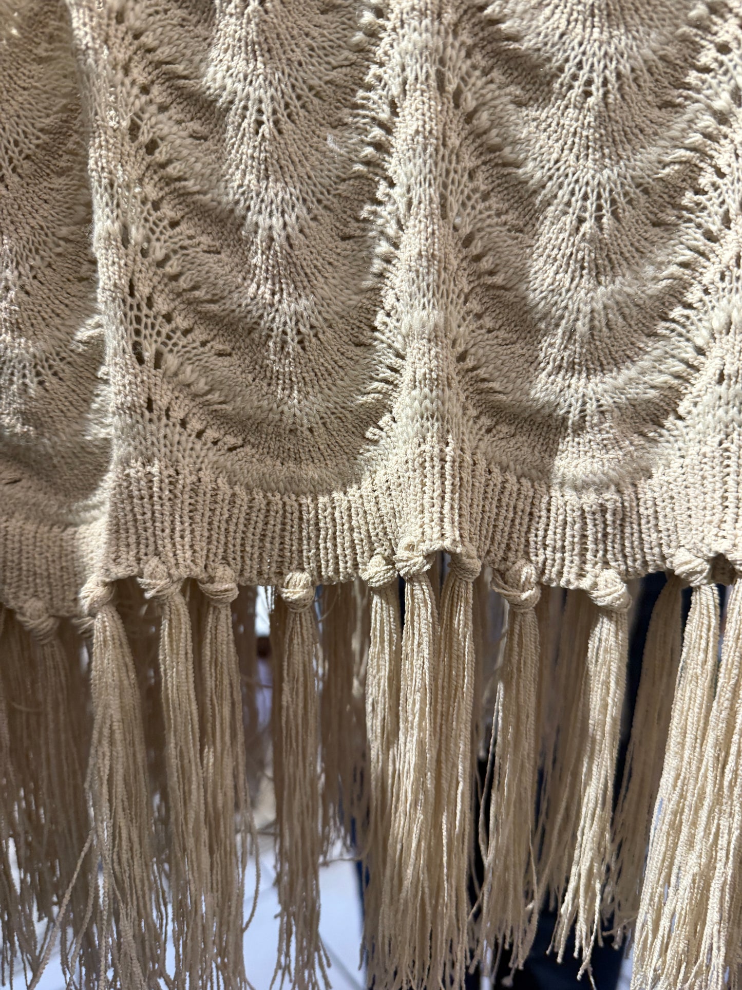 Knit Vest with Fringe- Vanilla