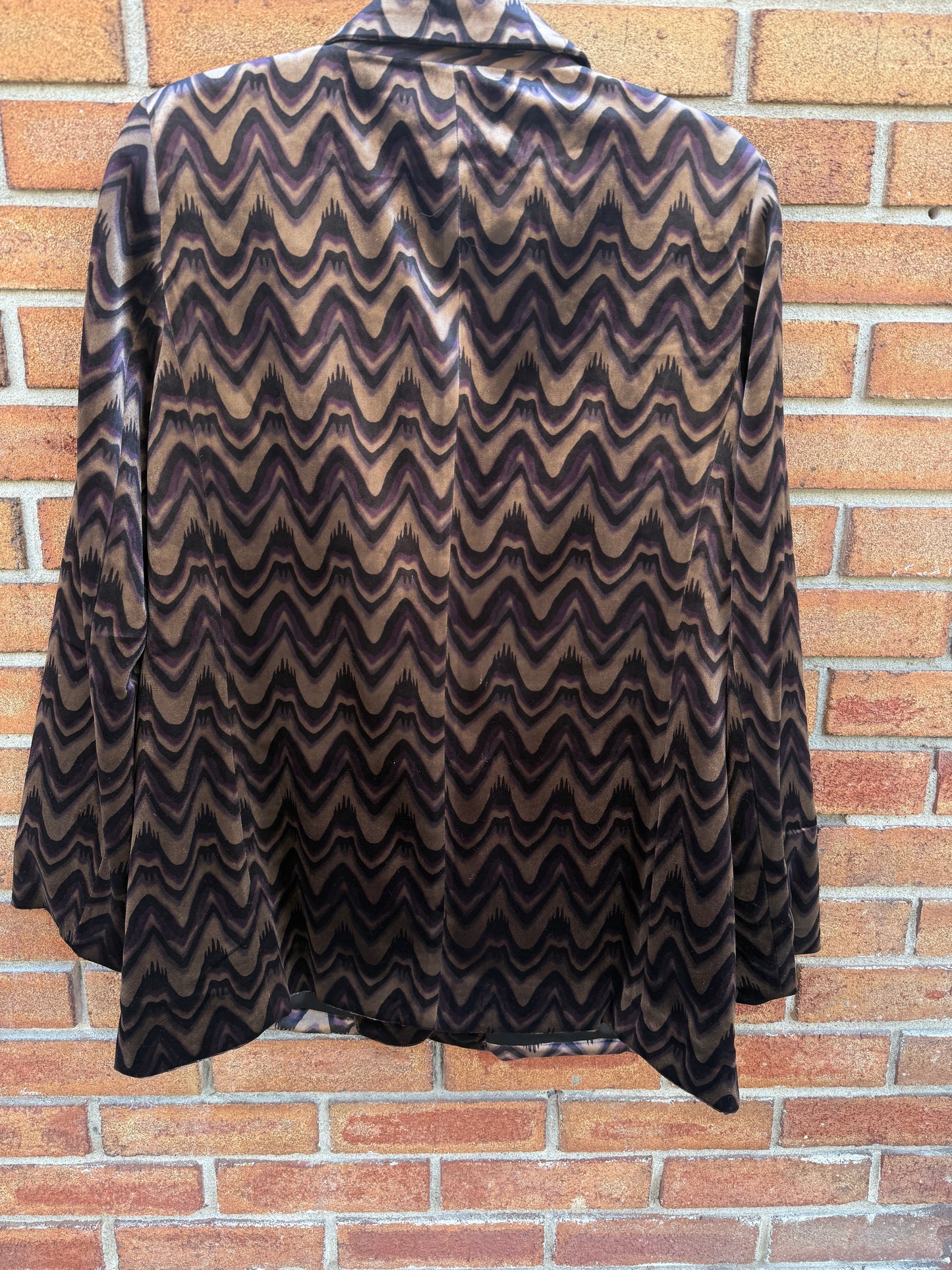 Velvet Blazer- Brown Purple Tan Black Modern Chevron Pattern