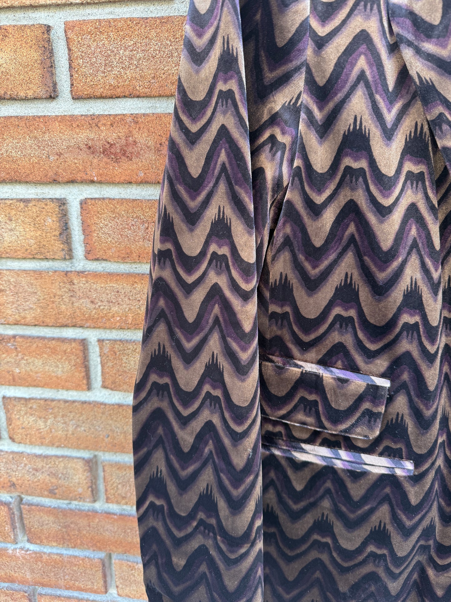 Velvet Blazer- Brown Purple Tan Black Modern Chevron Pattern