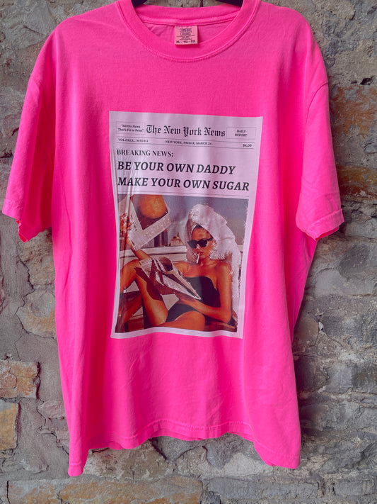 Hot Pink 100% prewashed cotton Retro Vibe Sugar Daddy T shirt - oversized fit