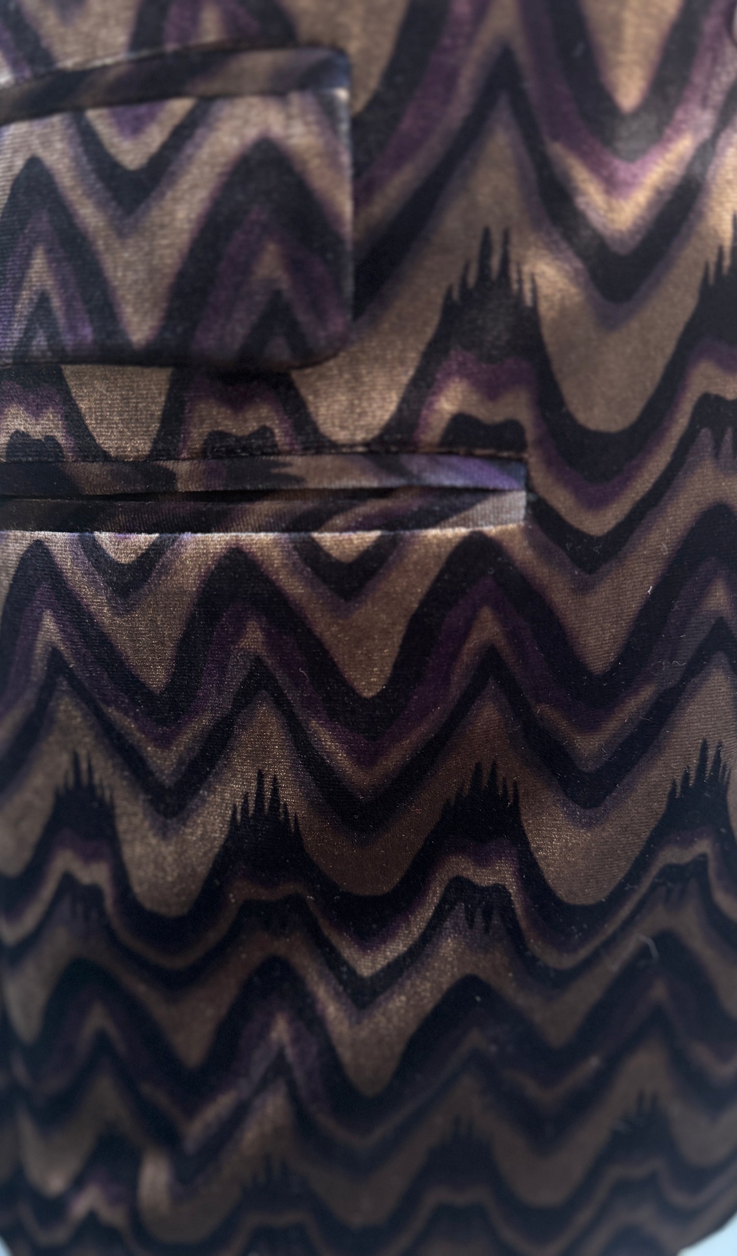 Velvet Blazer- Brown Purple Tan Black Modern Chevron Pattern