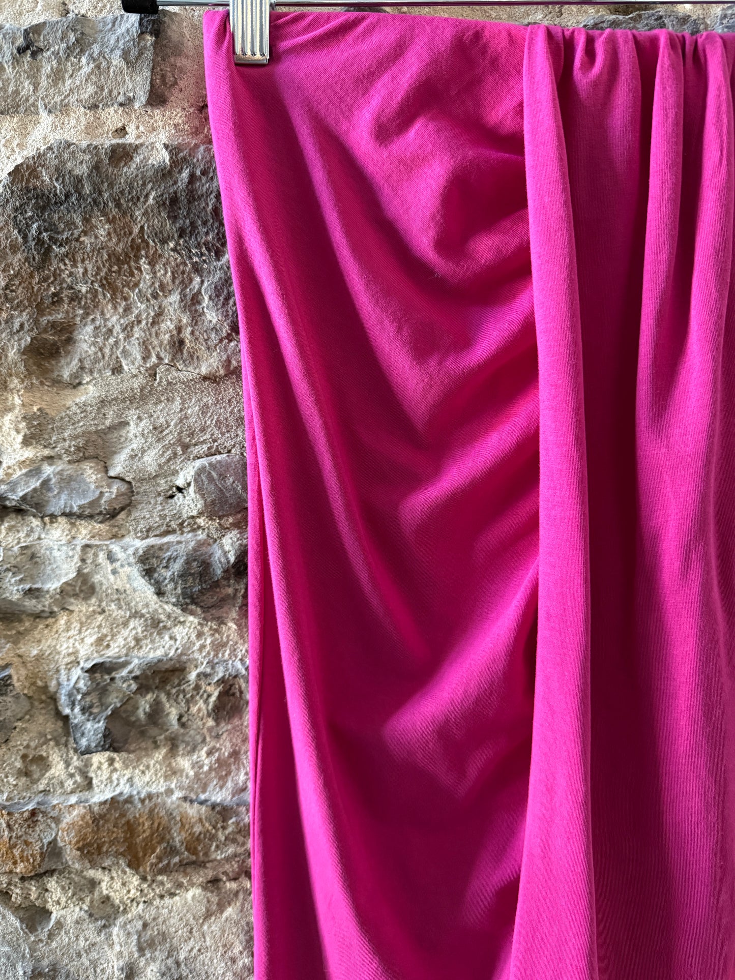 Draped Fitted Stretch Maxi Skirt - Pink