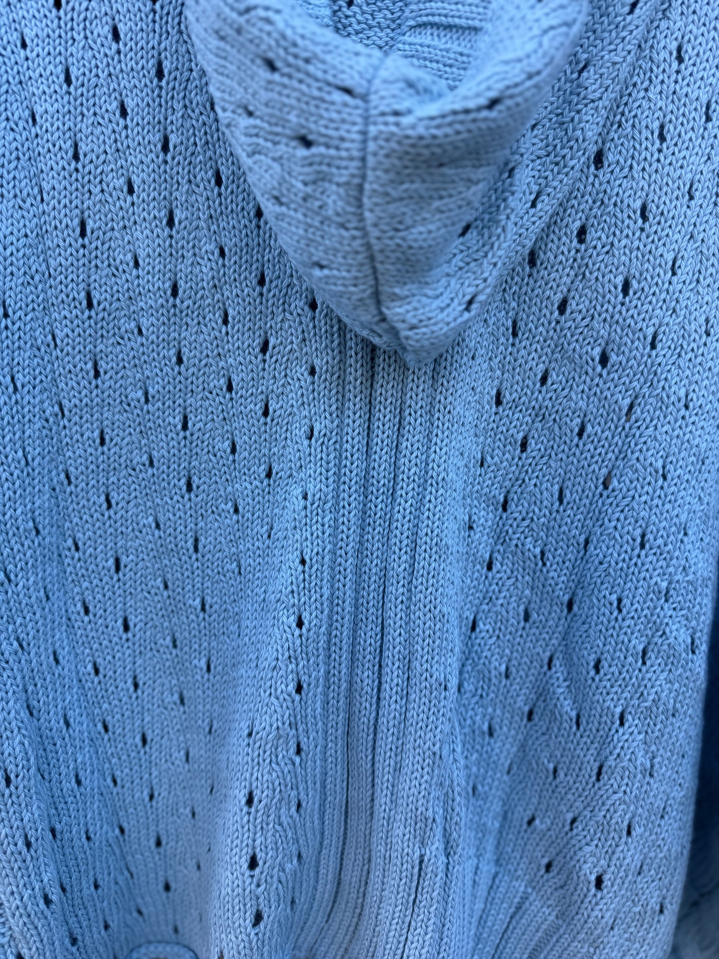 100% Cotton hoody cardigan with bright coloured buttons- ICE BLUE