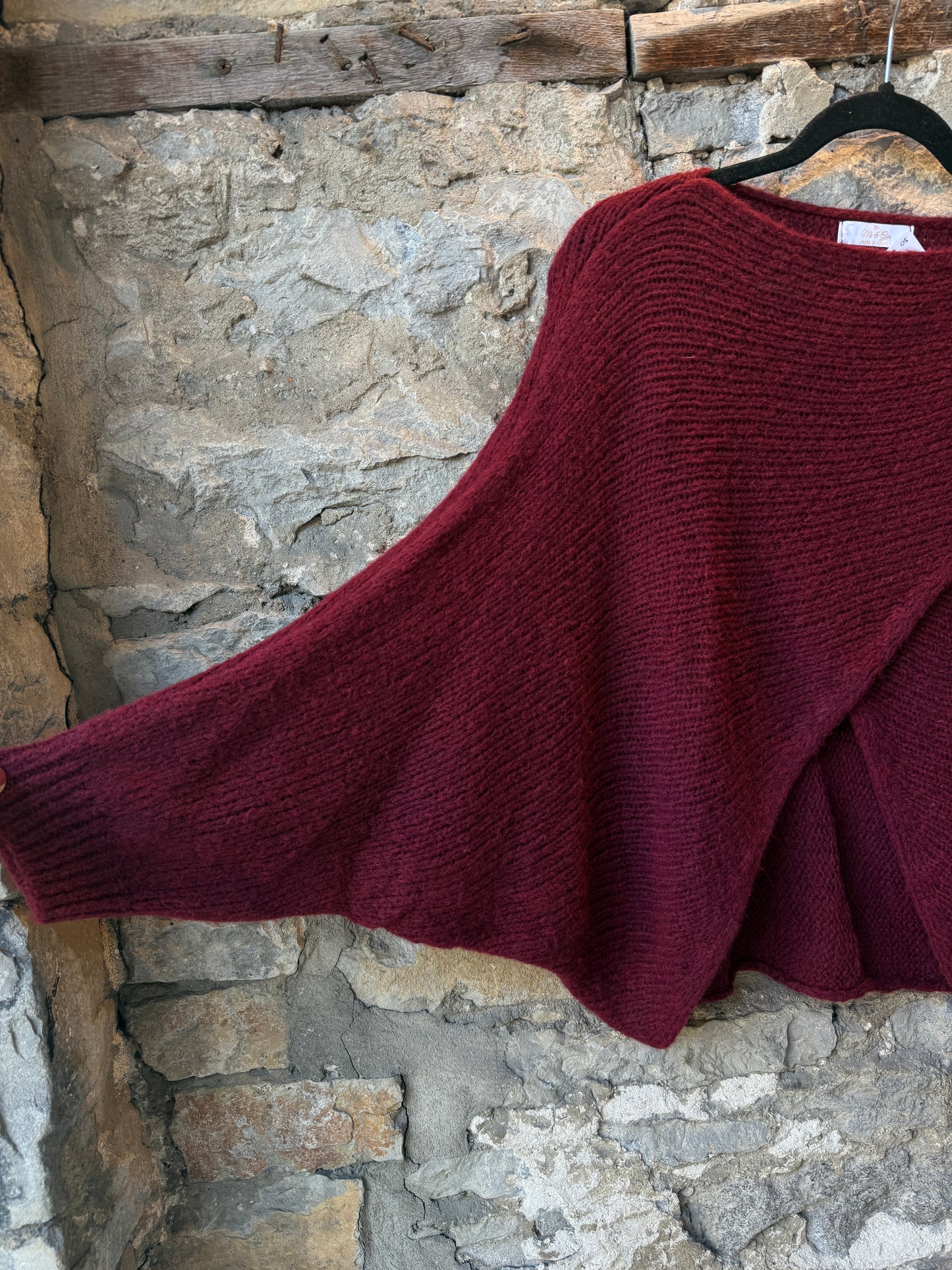 Wide Neck Cross Front Oversized Knit Sweater- RUST