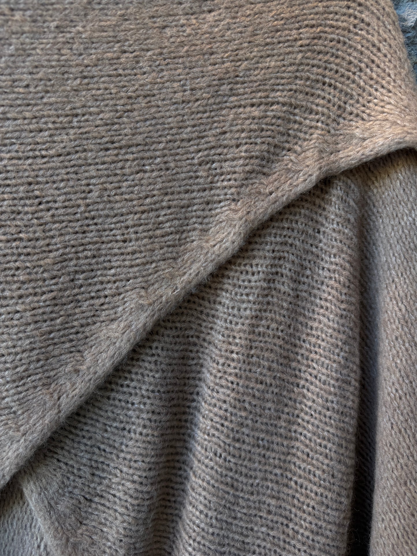 Wide Neck Cross Front Oversized Knit Sweater- TAN