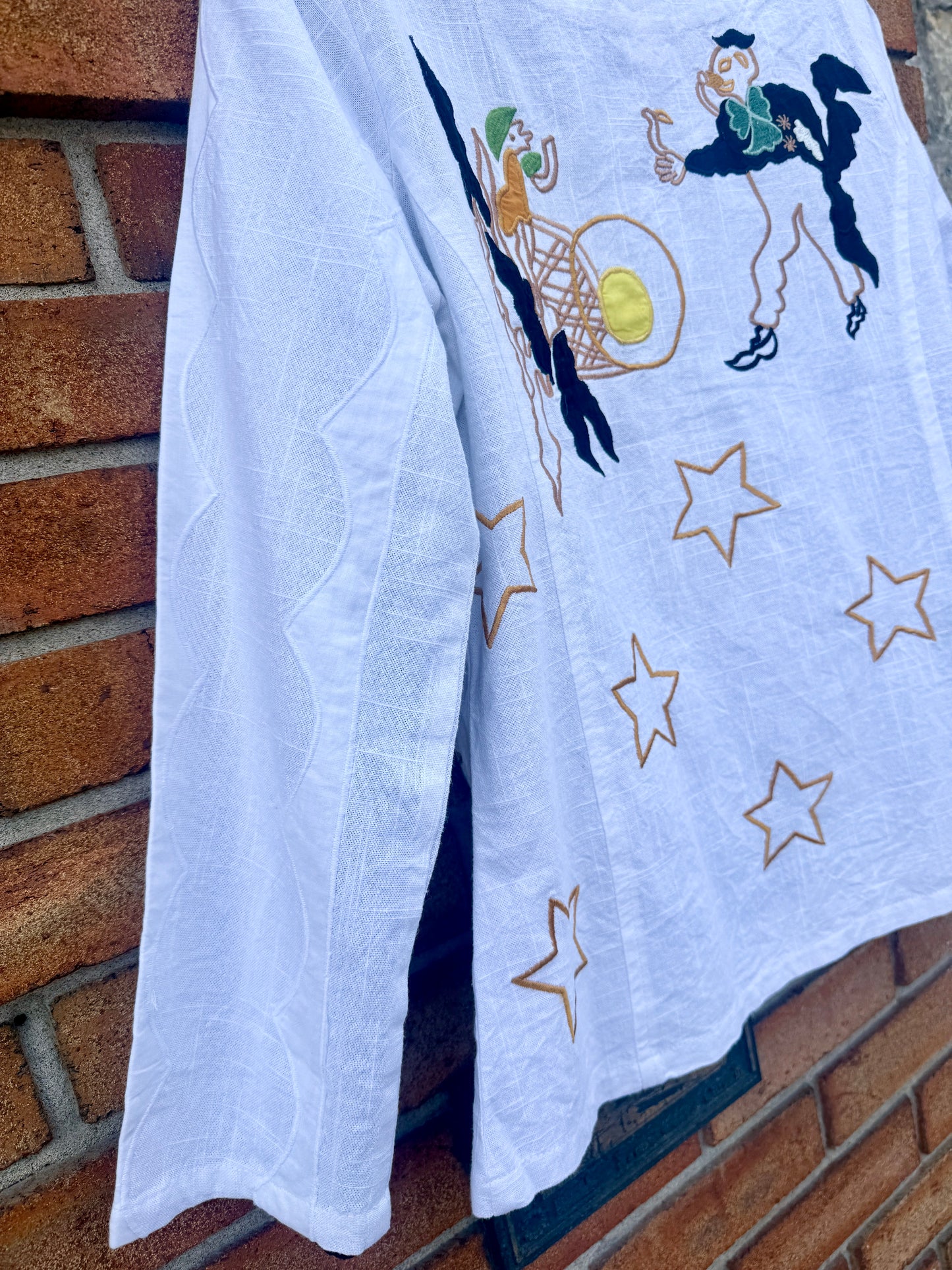 100% White Cotton Blazer with Embroidery