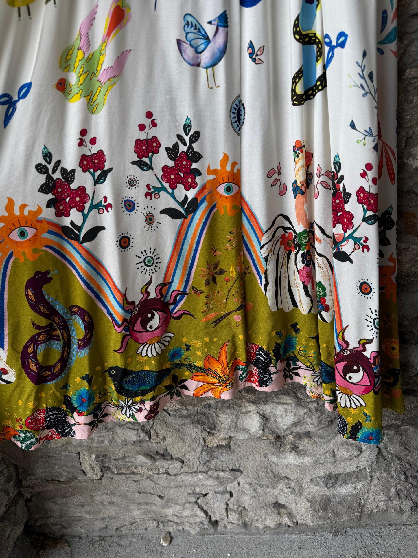 Mediterranean Printed Spaghetti Strap Maxi Dress