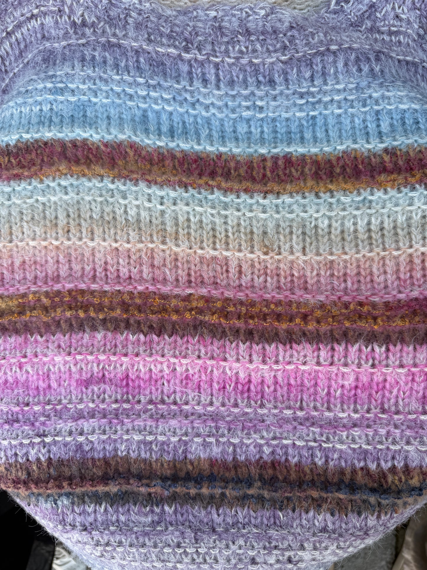 Mutli Colour Oversize Knit Balloon Sleeve Sweater - Purple Blue Ivory Green Red