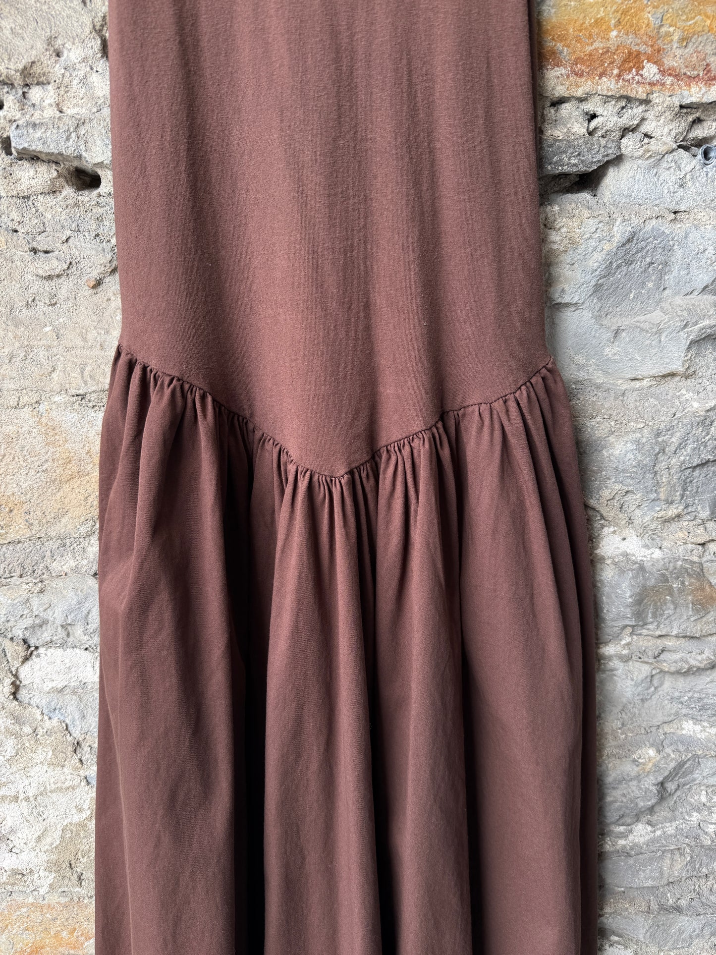 Racer Back Drop Waist Maxi Dress- BROWN