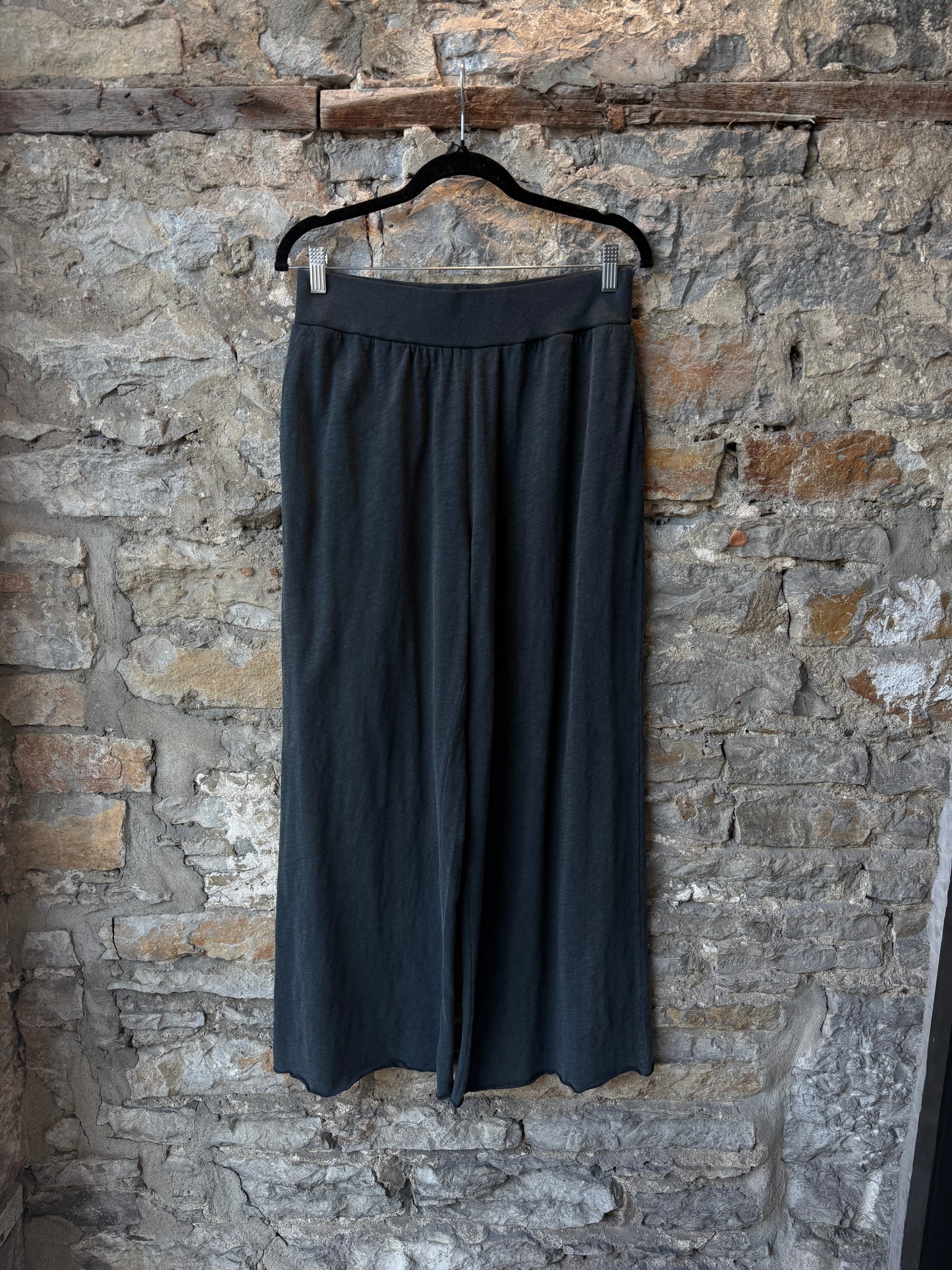 100% Cotton V-neck Relaxed Fit Top and Wide Leg Pant 2pc SET- PEACOCK BLUE
