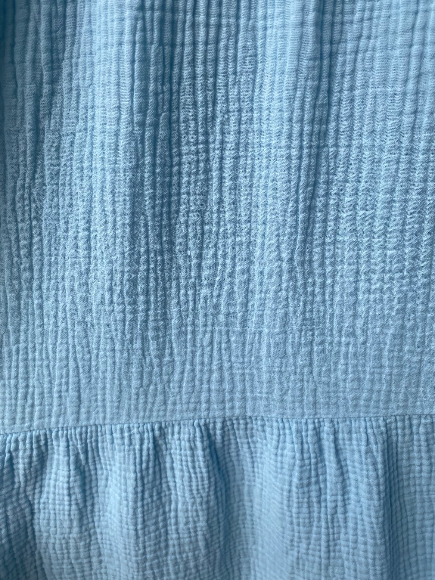 100% Waffle Cotton Sleeveless Flounce Summer Dress - SKY BLUE