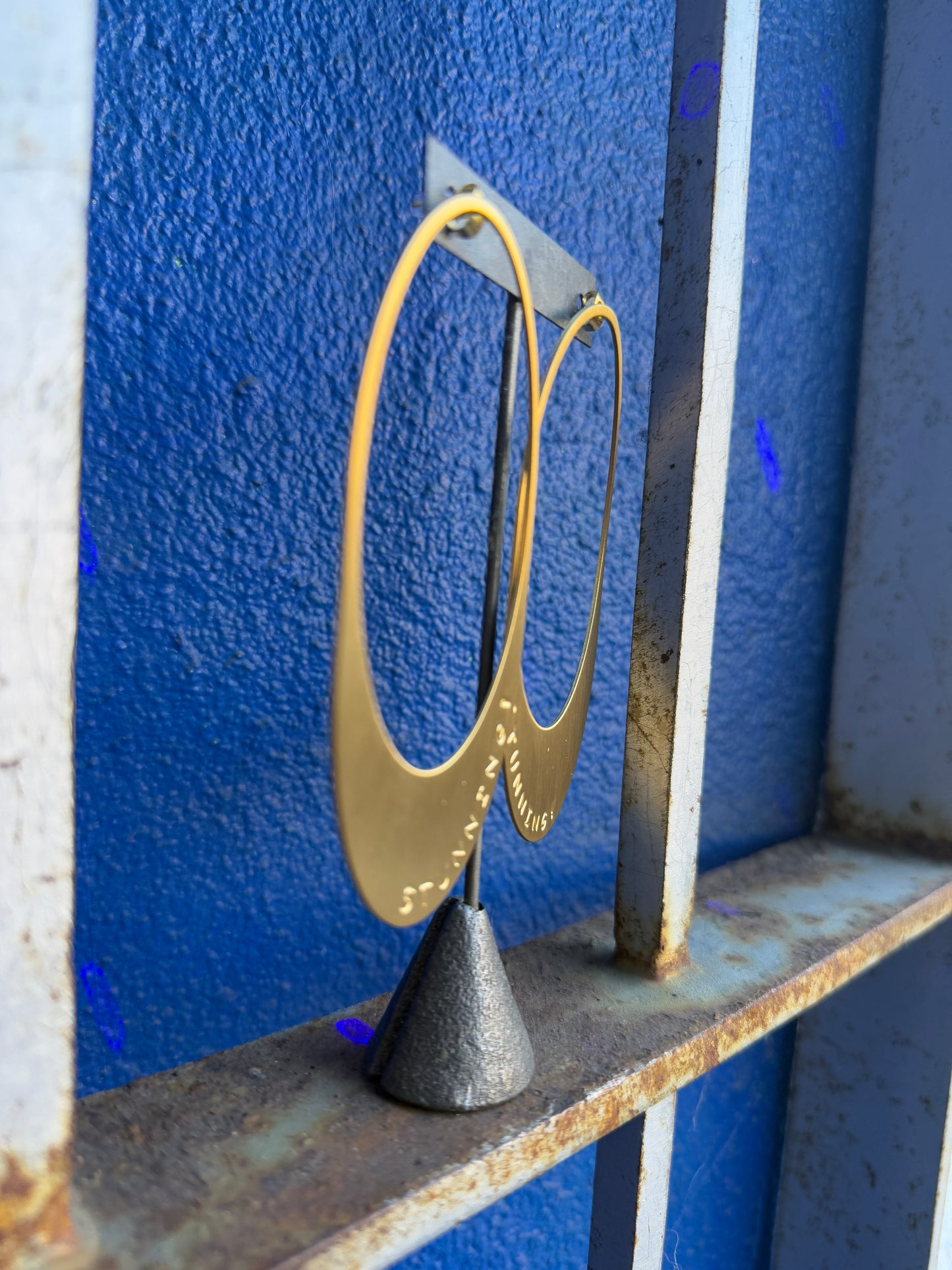 Brushed gold large statement hoop earrings