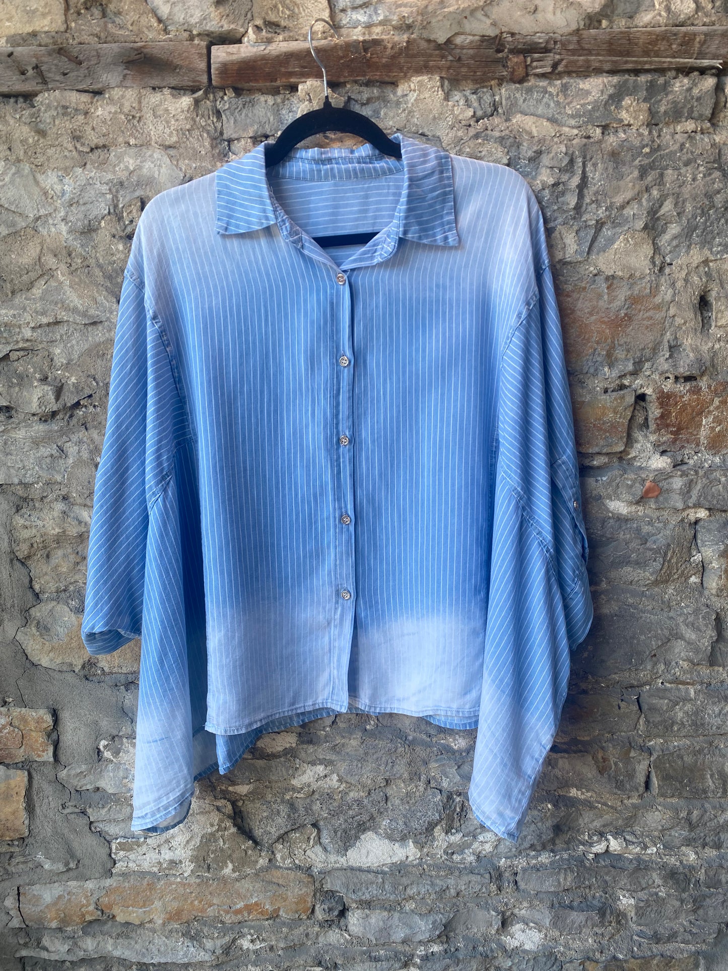 Oversized denim Ombre Pinstripe Shirt