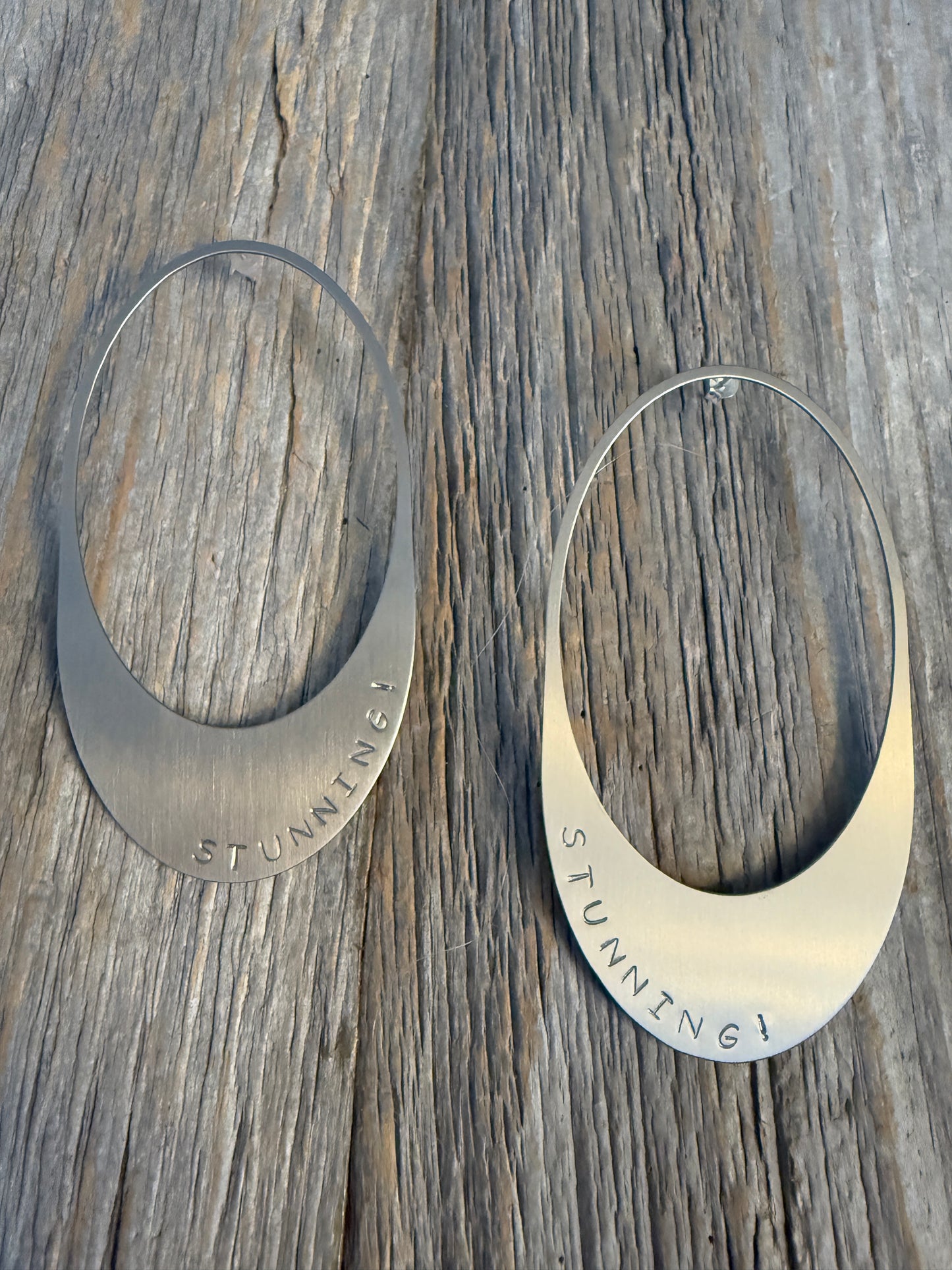 Brushed SILVER large statement hoop earrings