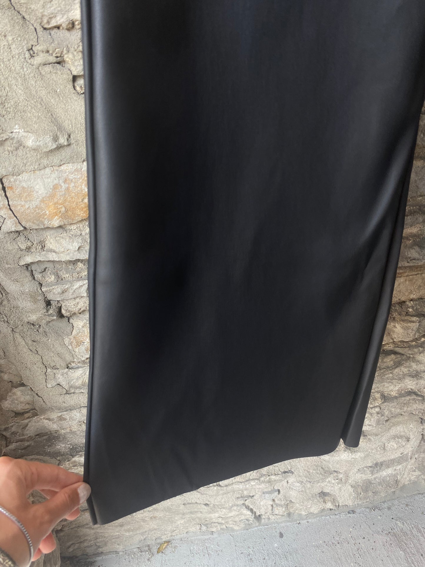 Black Vegan Leather Wide Leg Pants with POCKETS