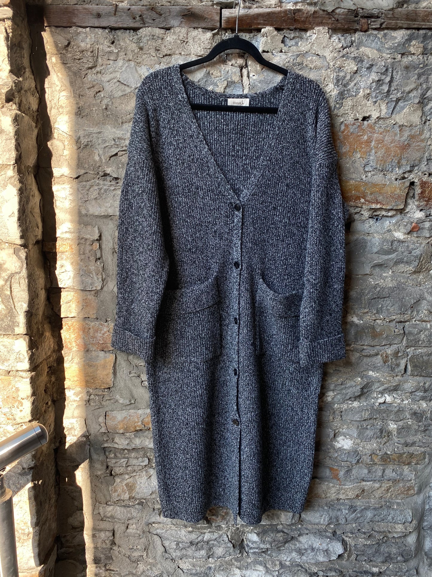 Chunky Knit Maxi Cardigan with POCKETS - Grey Mix