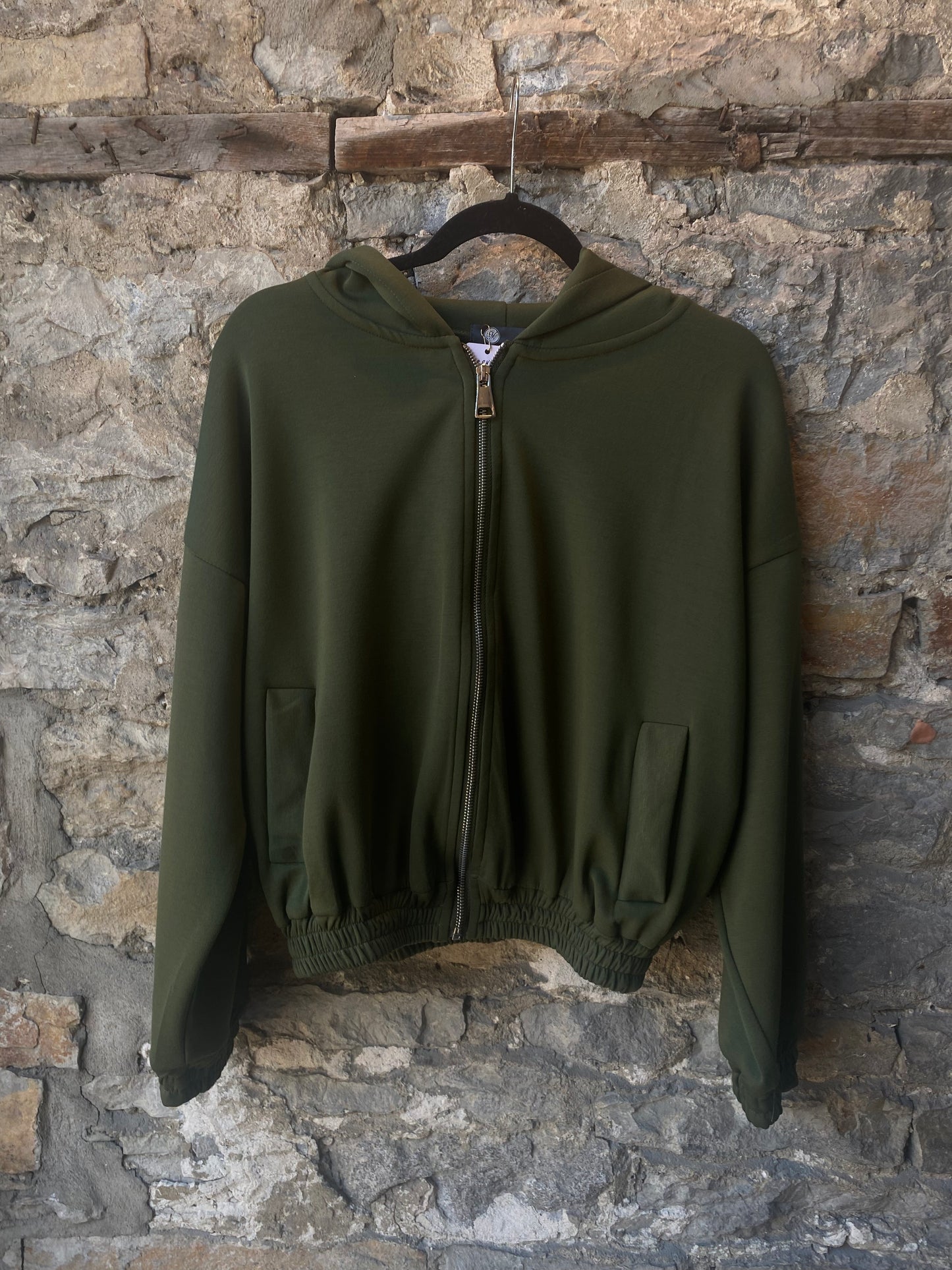 Green Zip-Up Hoody with POCKETS