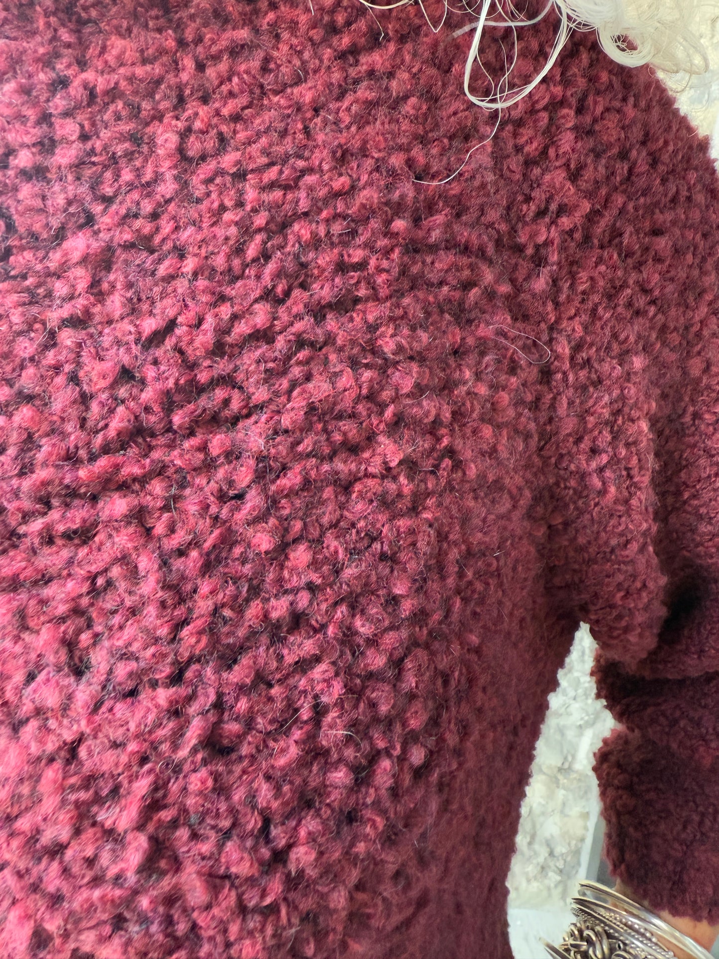 Light Weight Roll Neck Teddy Sweater - BURGUNDY