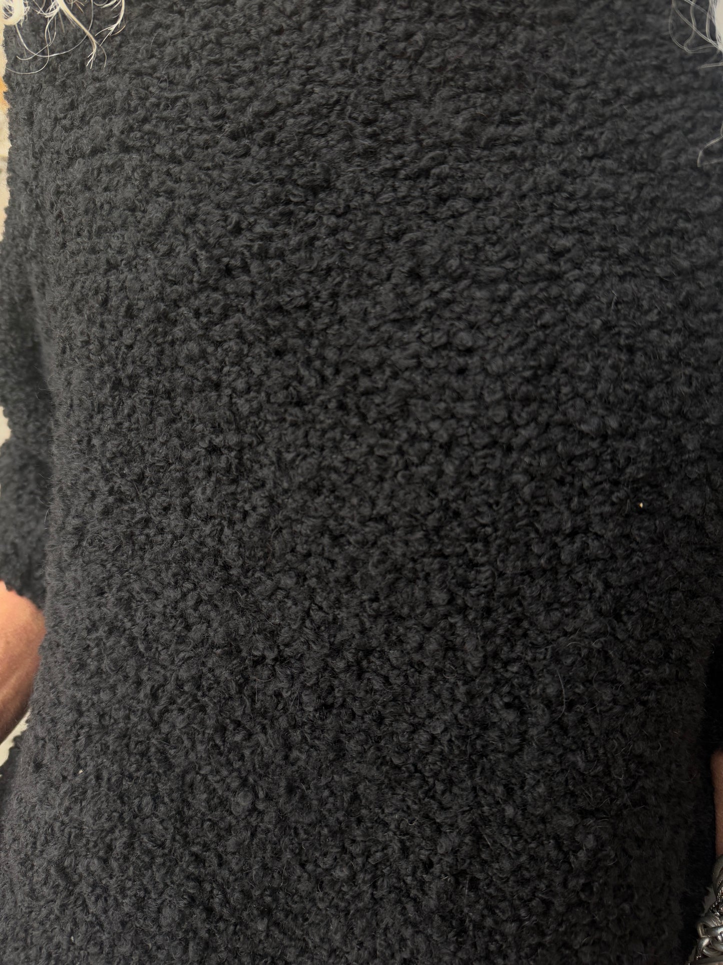 Light Weight Roll Neck Teddy Sweater - BLACK