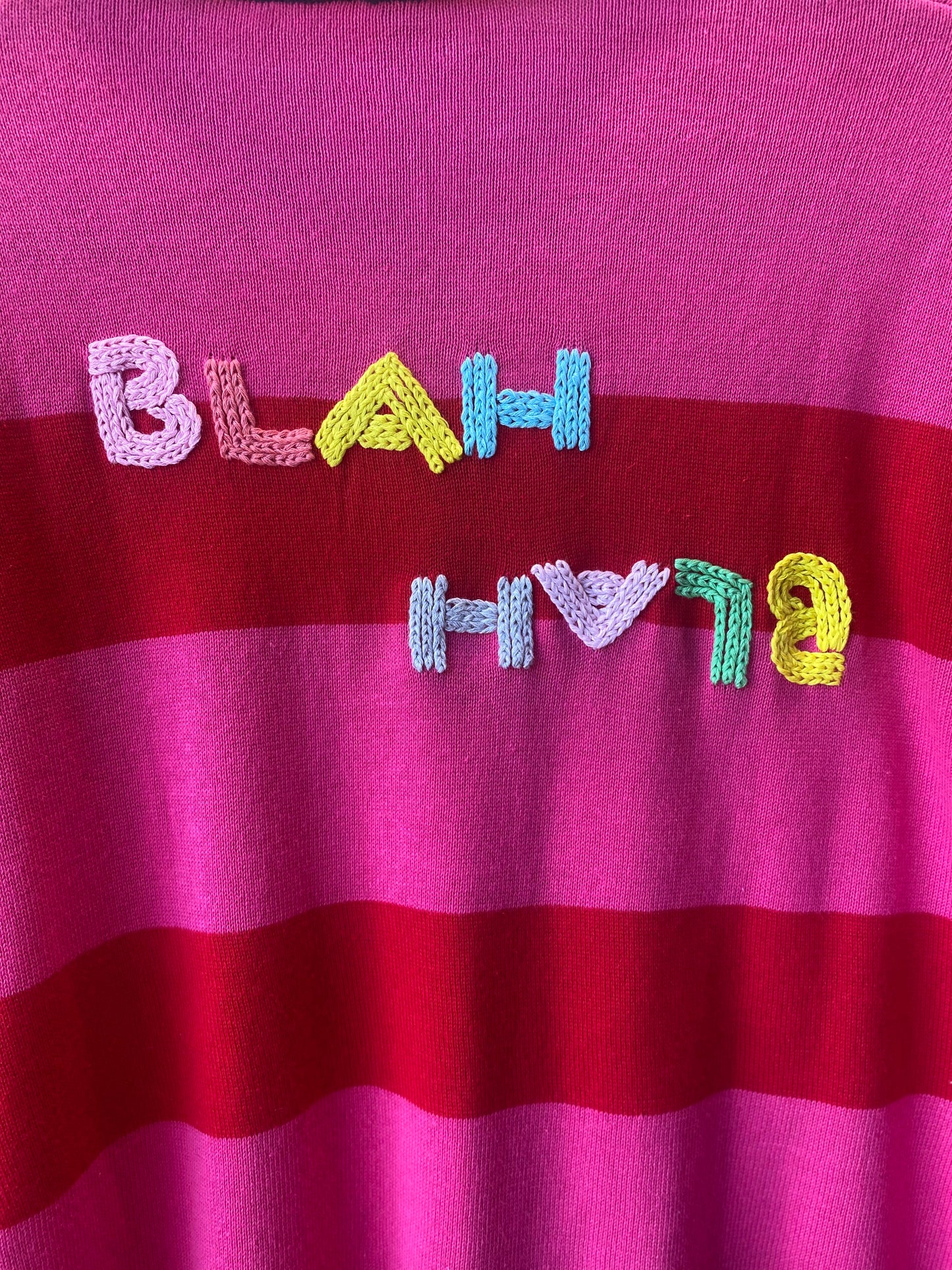 Pink Striped Cotton Cashmere Rugby Sweater- BLAH BLAH