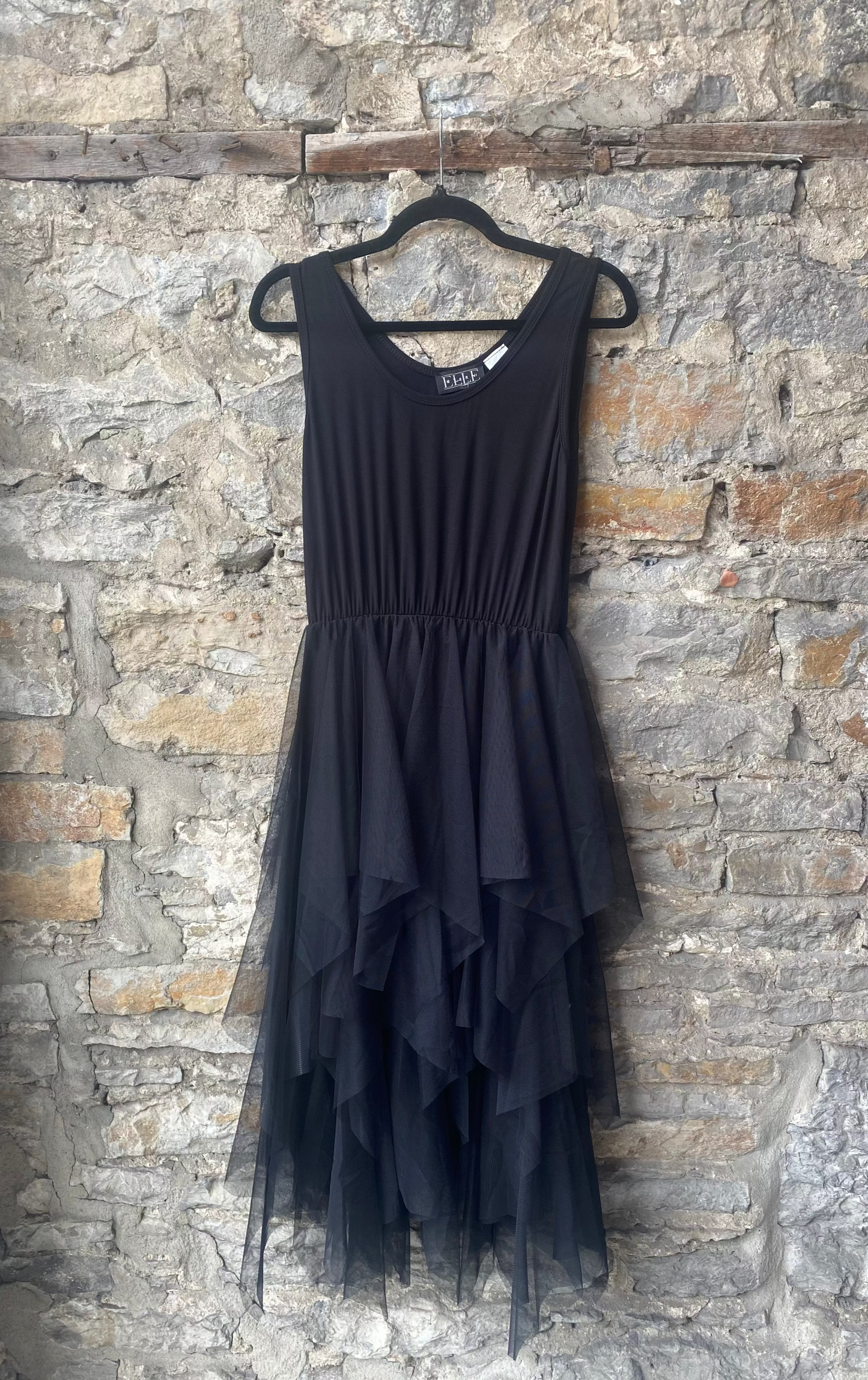 Tiered Tulle Tank Dress - Black