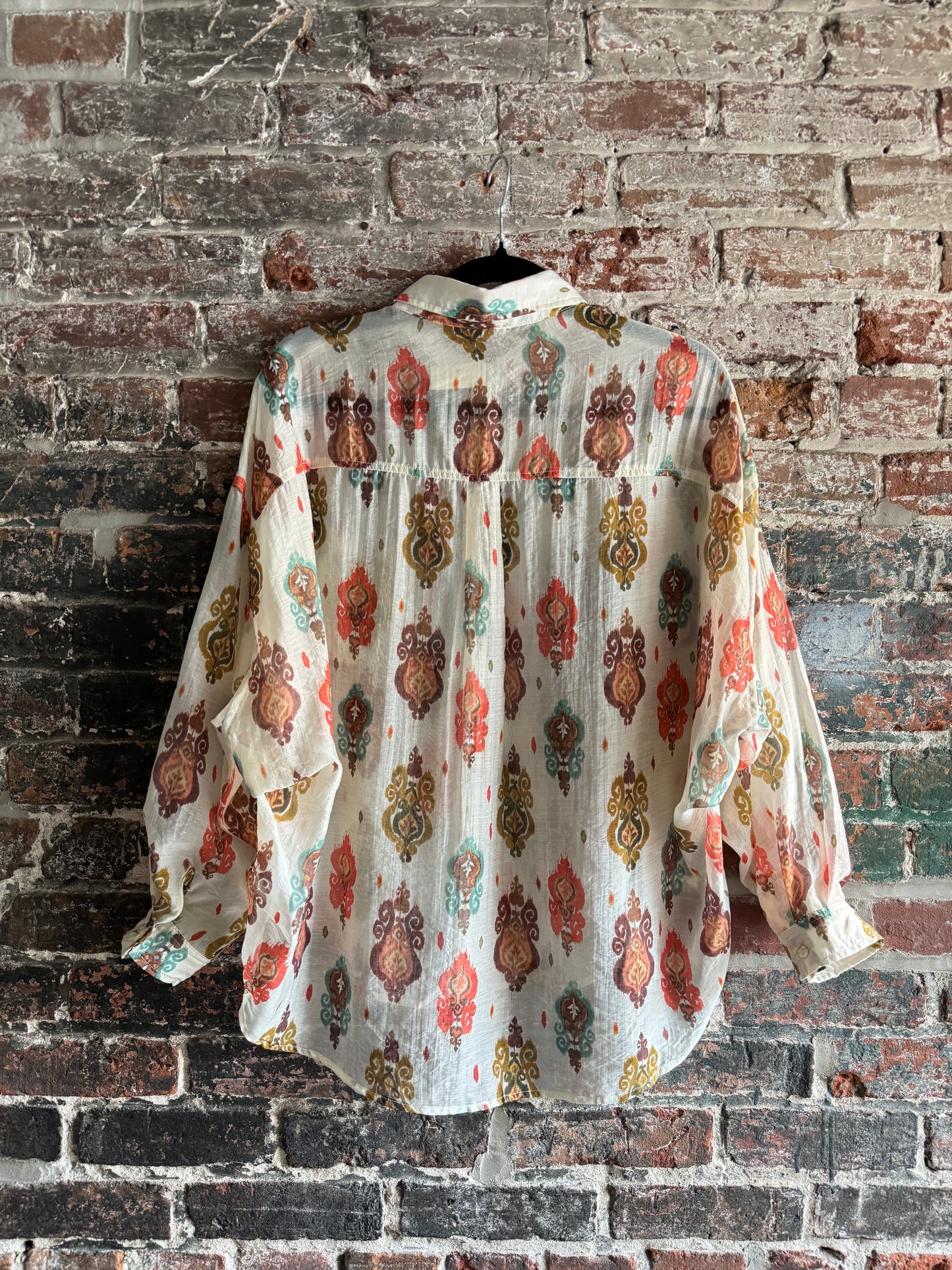 Lightweight Bohemian Printed Shirt- BROWN, ORANGE, TEAL