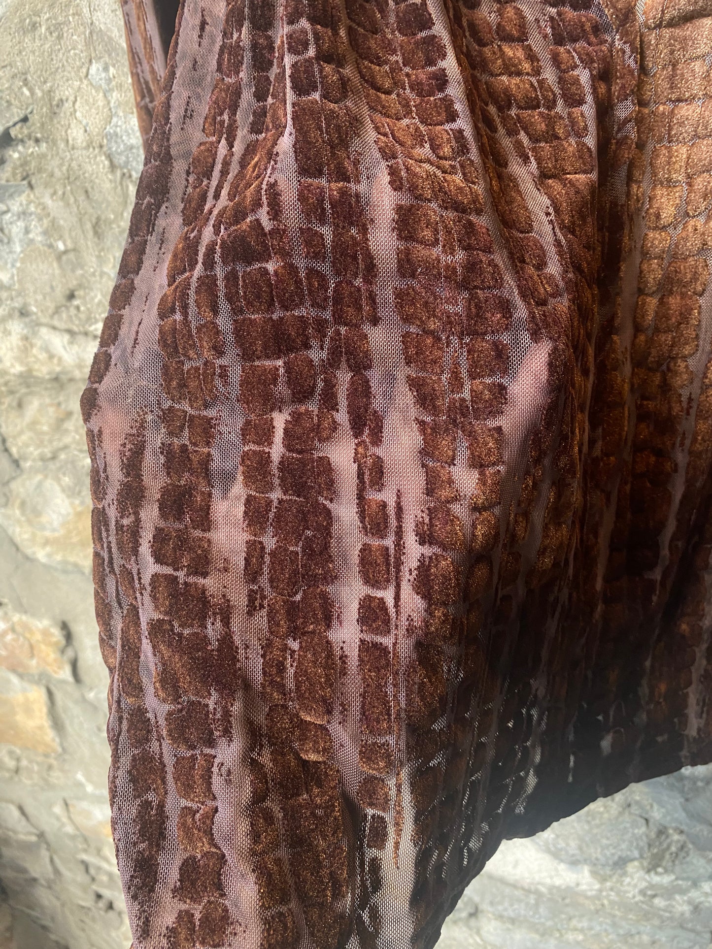 Velvet Burnout Mesh Animal Print Peasant Top