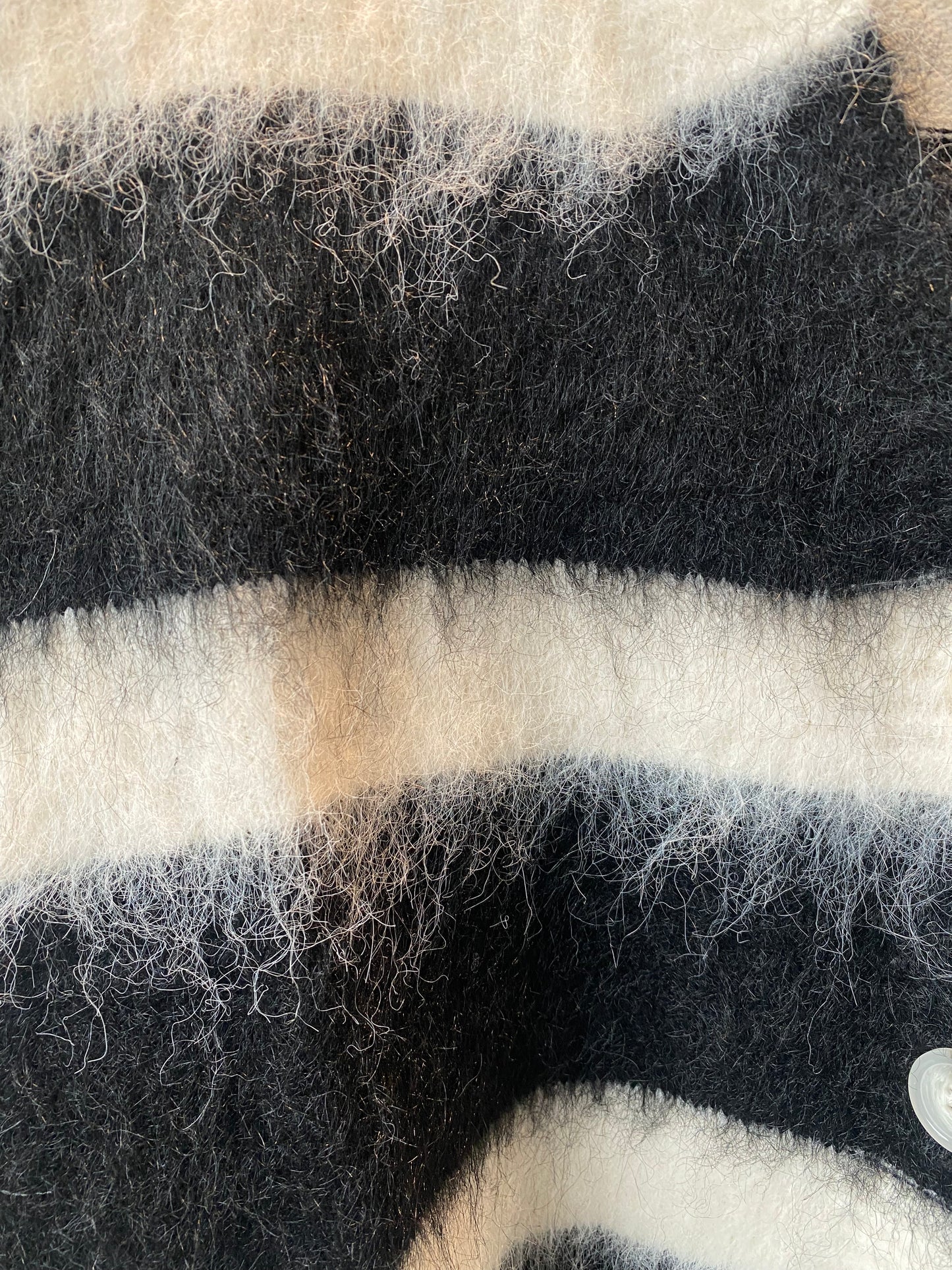 Oversized Fluffy Black and White Striped Cardigan