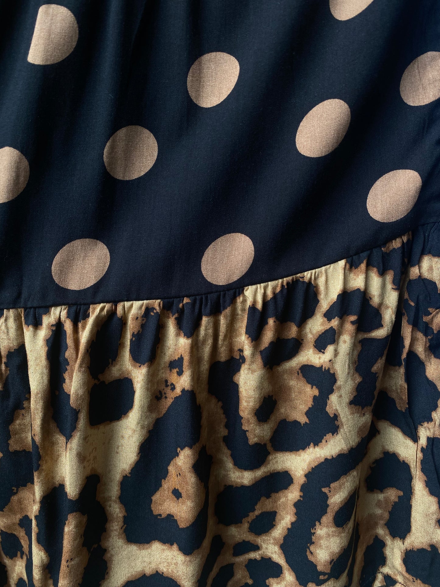 Animal Print Flounce Denim Trim Midi Cardigan