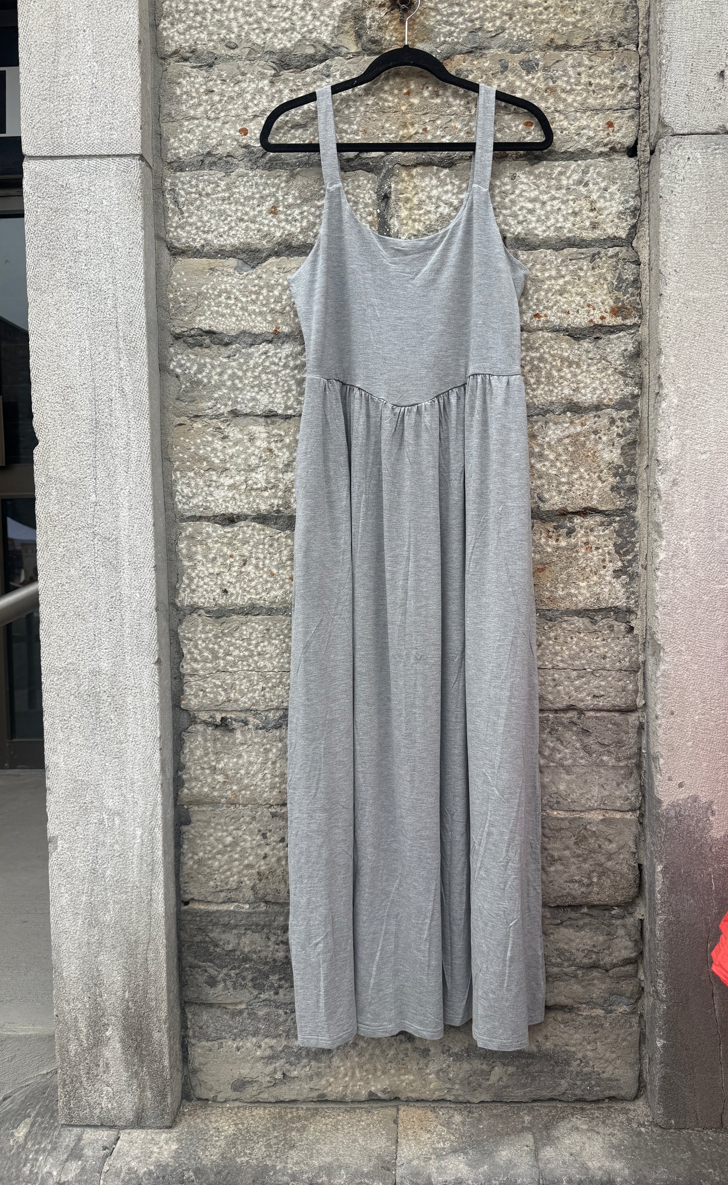 Jersey Tank Maxi Dress with Pockets - GREY