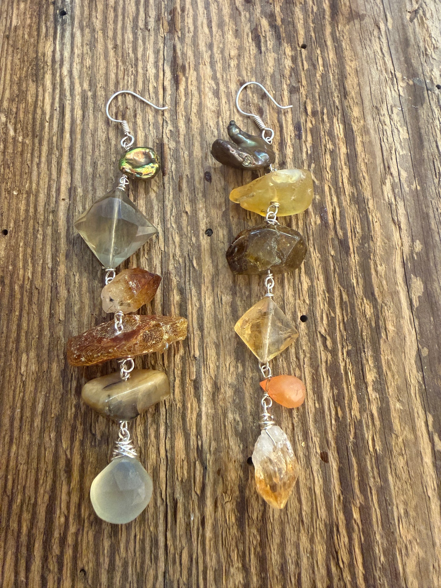 Semi Precious Drop earrings- Browns Yellows