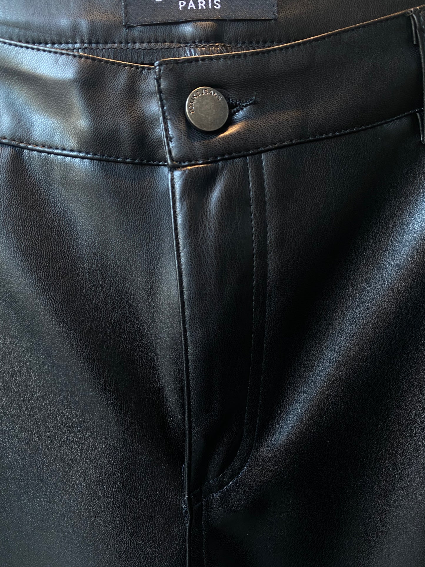 Wide Leg Pleather Pants WITH POCKETS - BLACK