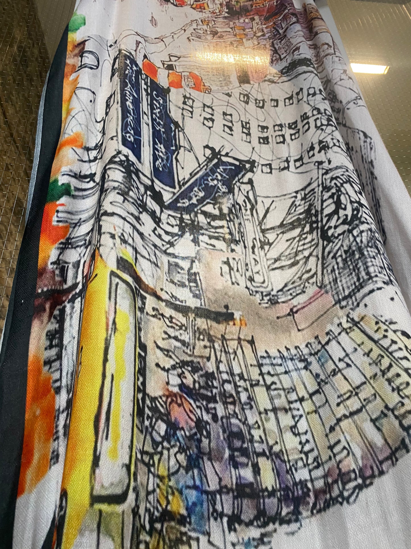 New York City Scape Wool/Silk Printed Scarf