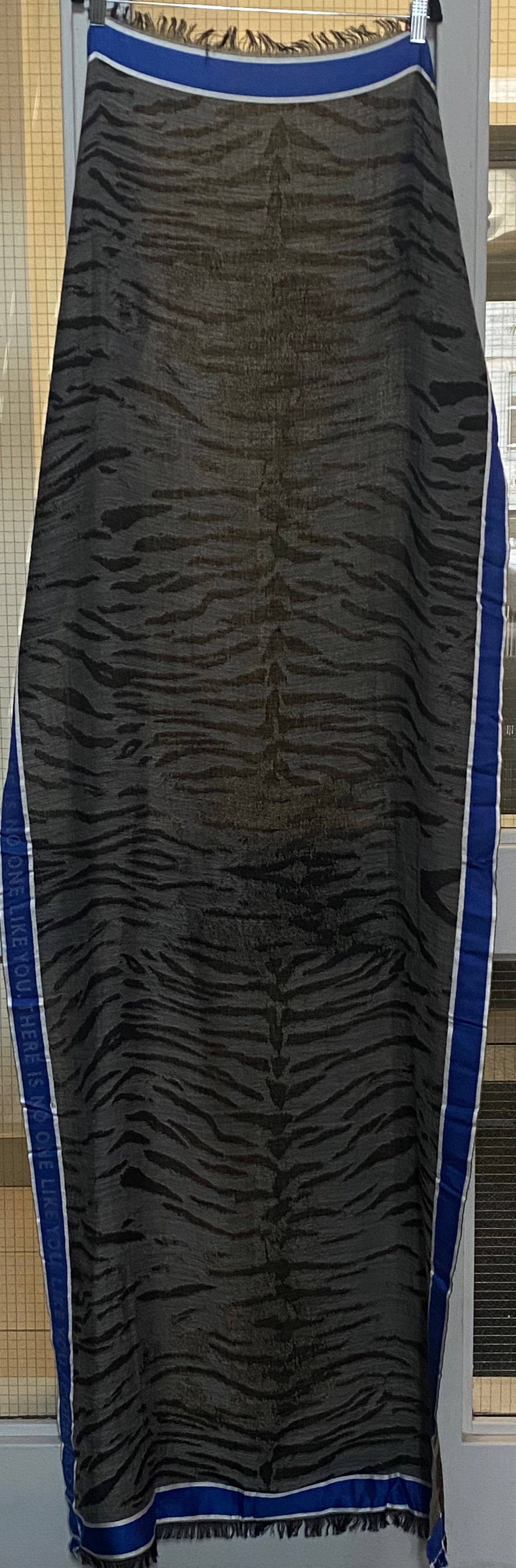 Black and Dark Grey Animal Print Scarf