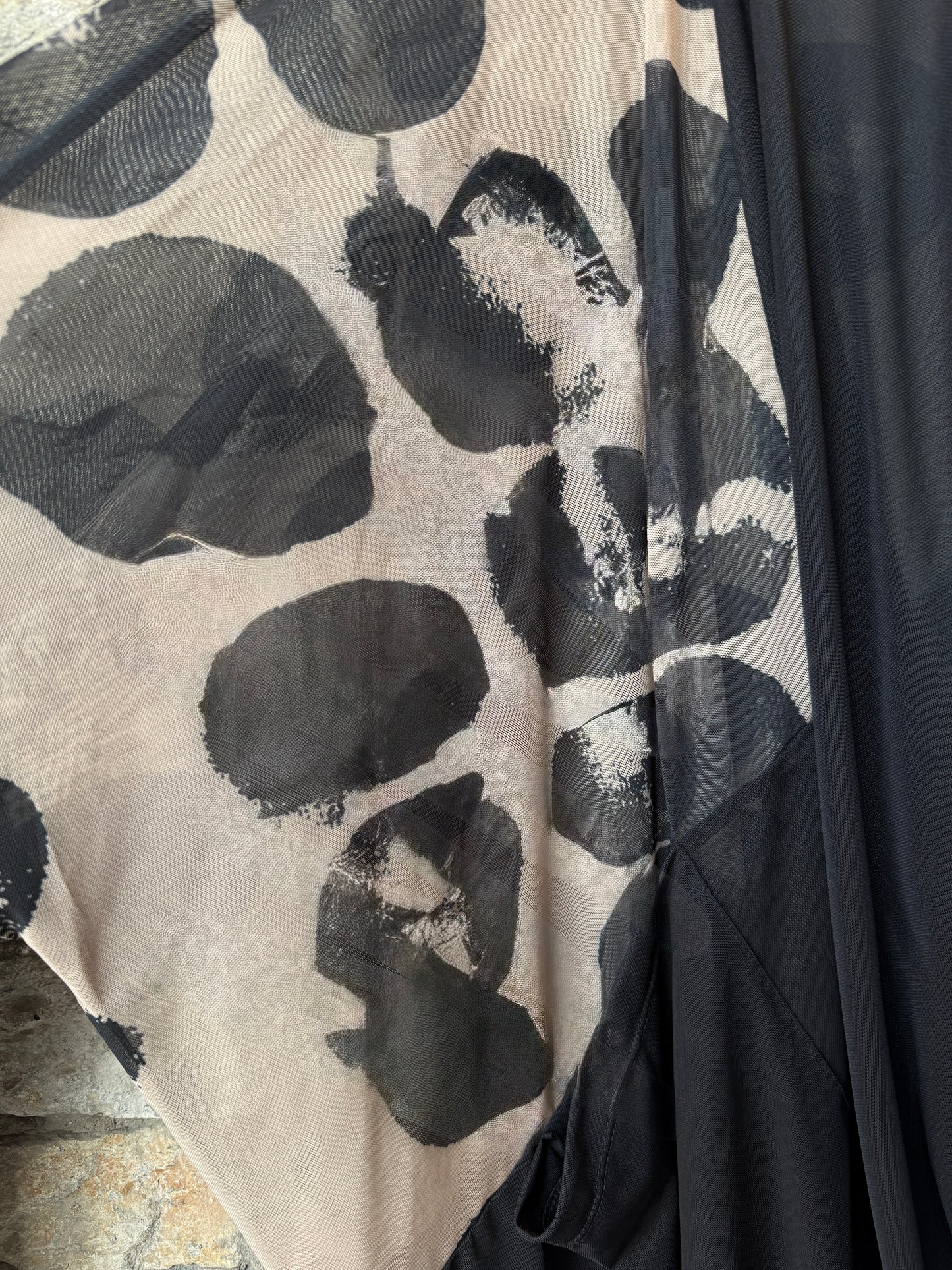 One Size Black and Nude Moon Pattern Tunic Dress with Pockets