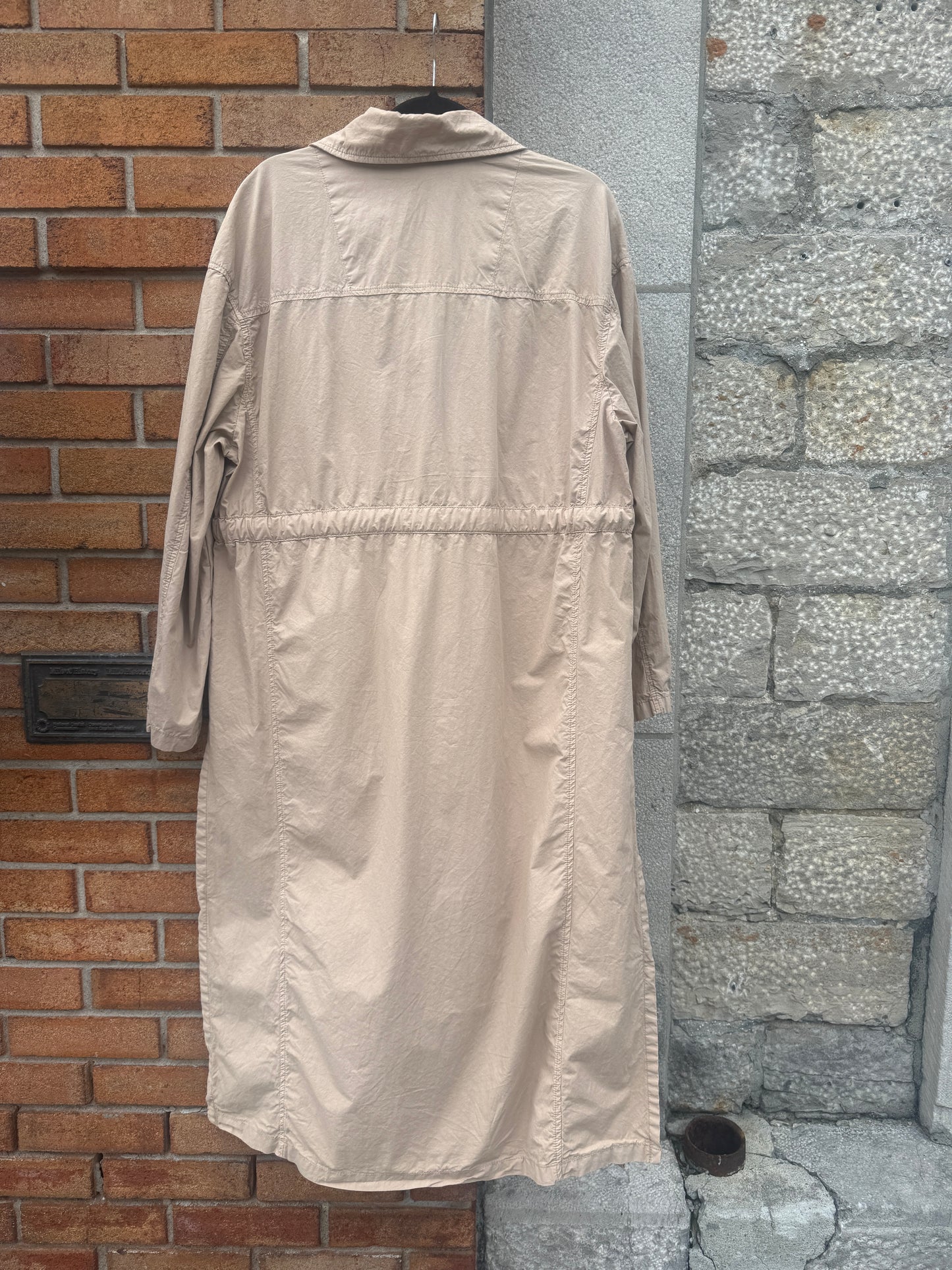 100% Cotton Long Trench Coat- BEIGE