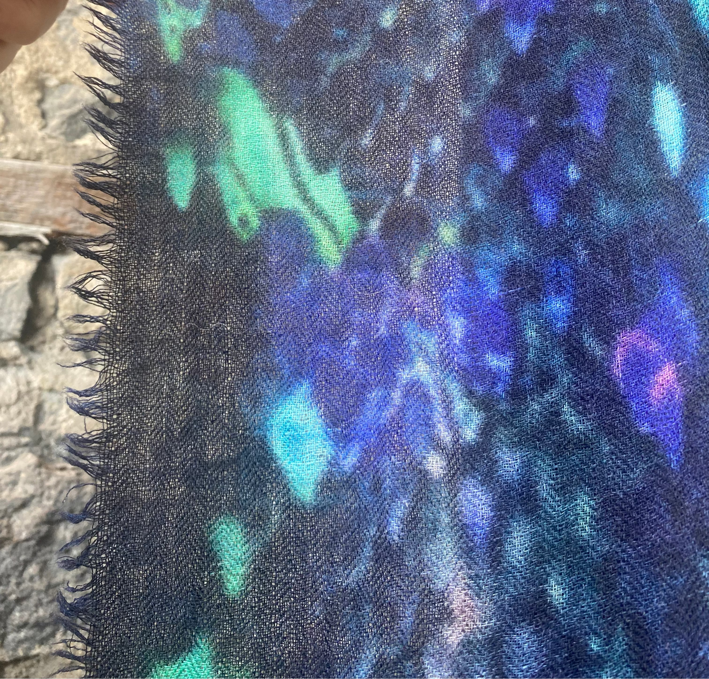 Long Rectangle Dark Multicolour Abstract Scarf- Jewel Tones