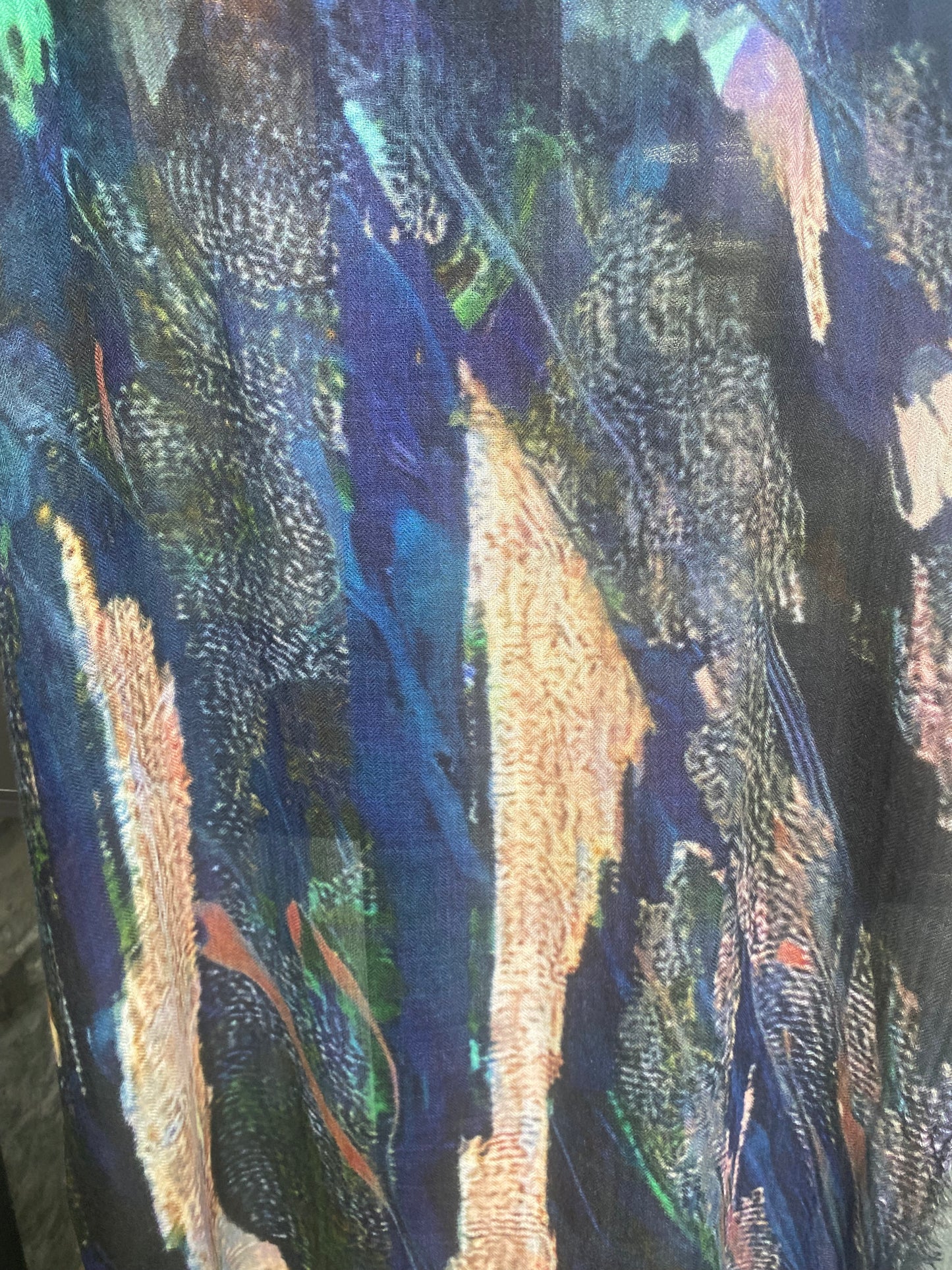 Long Rectangle Dark Multicolour Abstract Scarf- Jewel Tones
