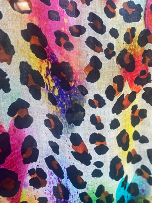 Multicolour Cotton Animal Print Scarf
